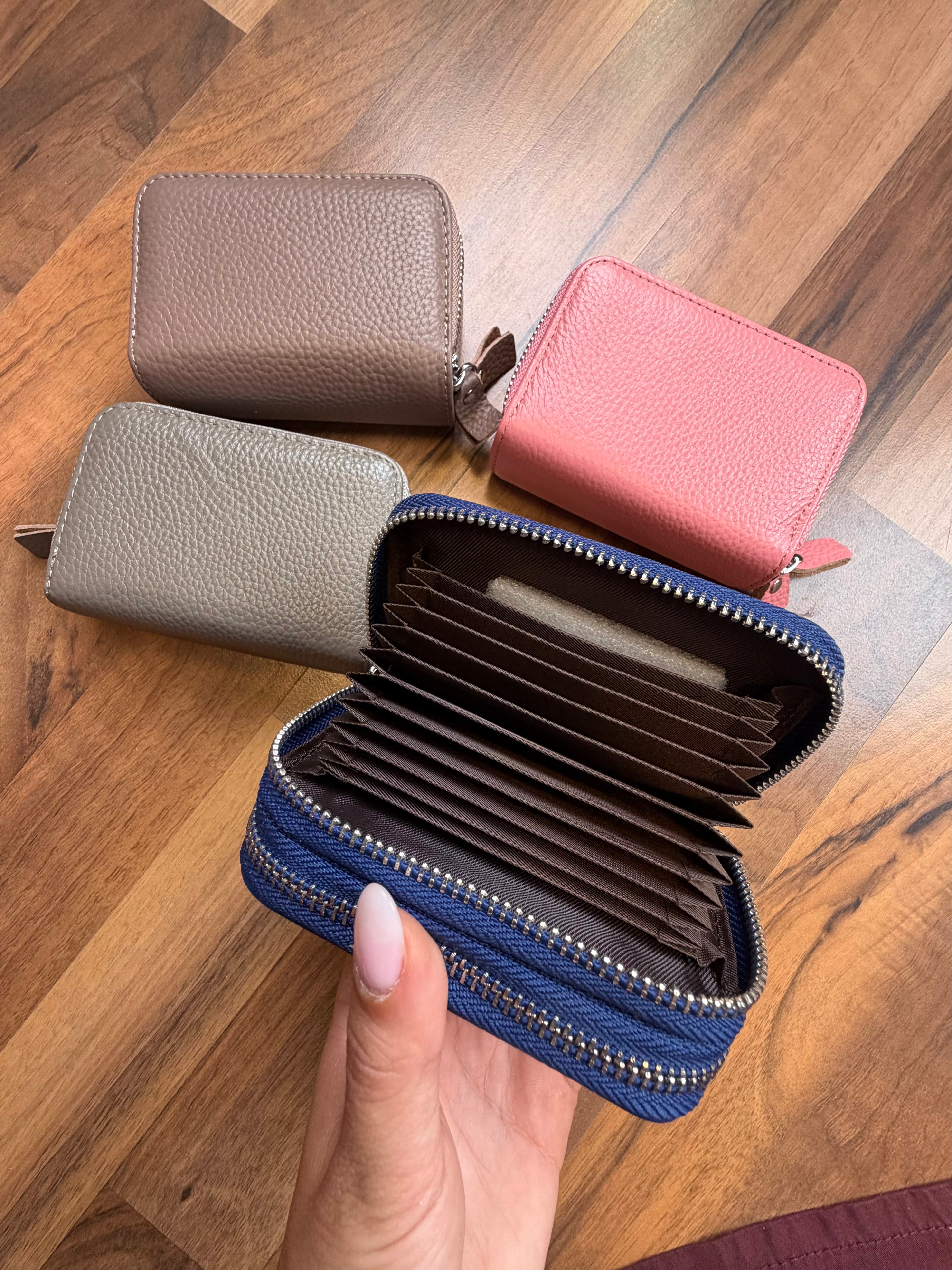 Portafogli VERA PELLE con doppia zip 3 colori