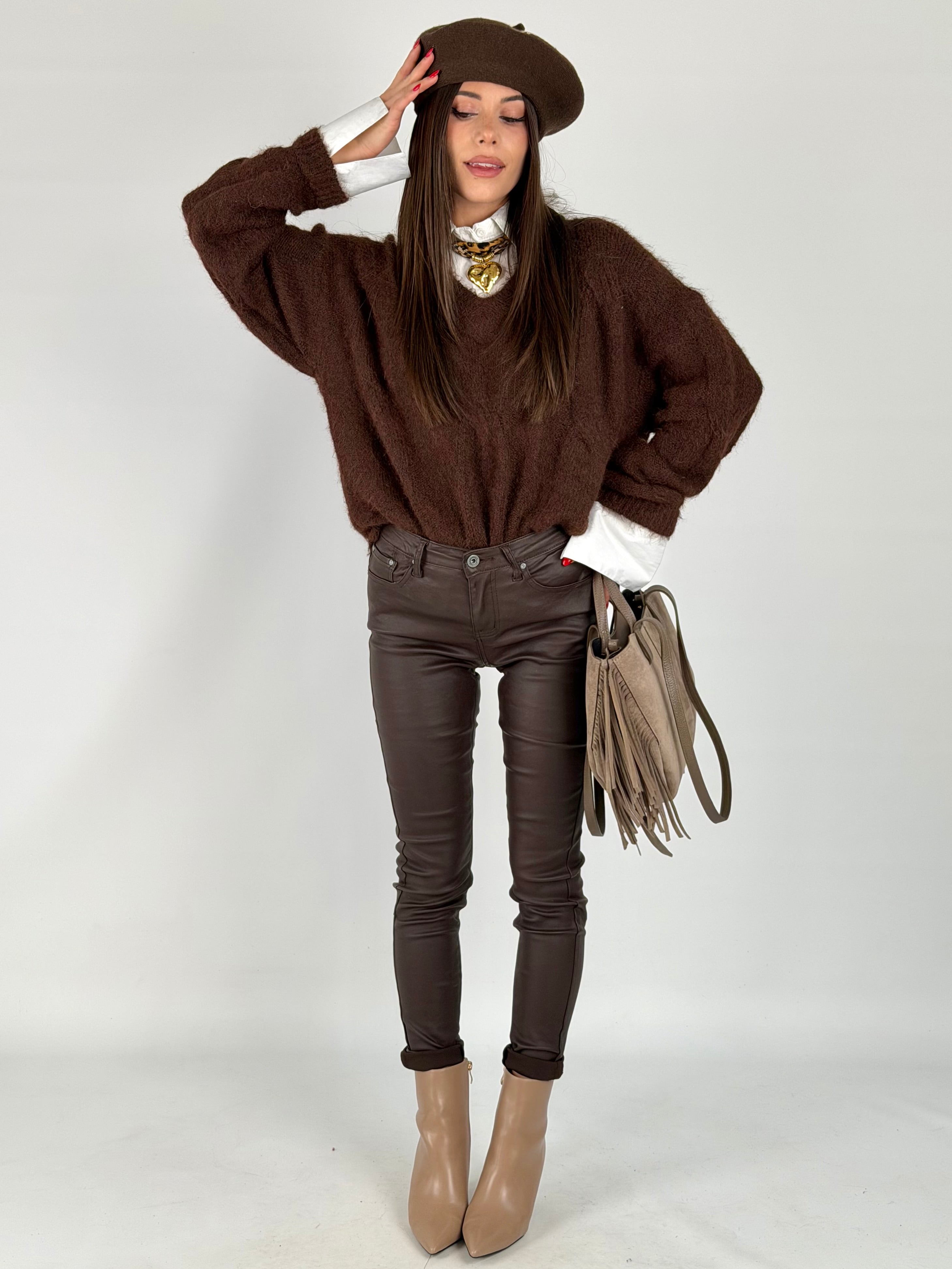 Pantalone in ecopelle BEA moro