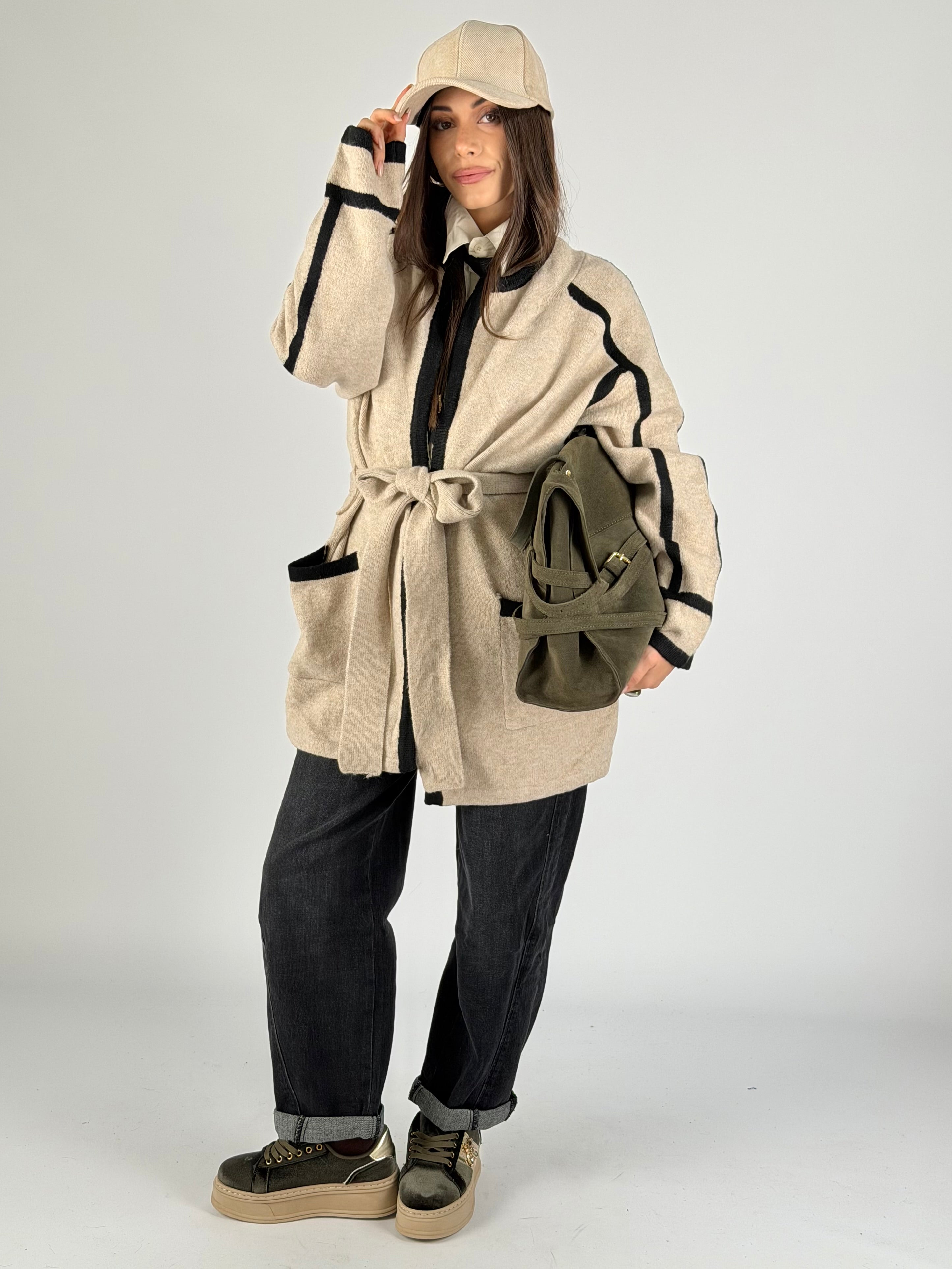 Cardigan fiocco beige