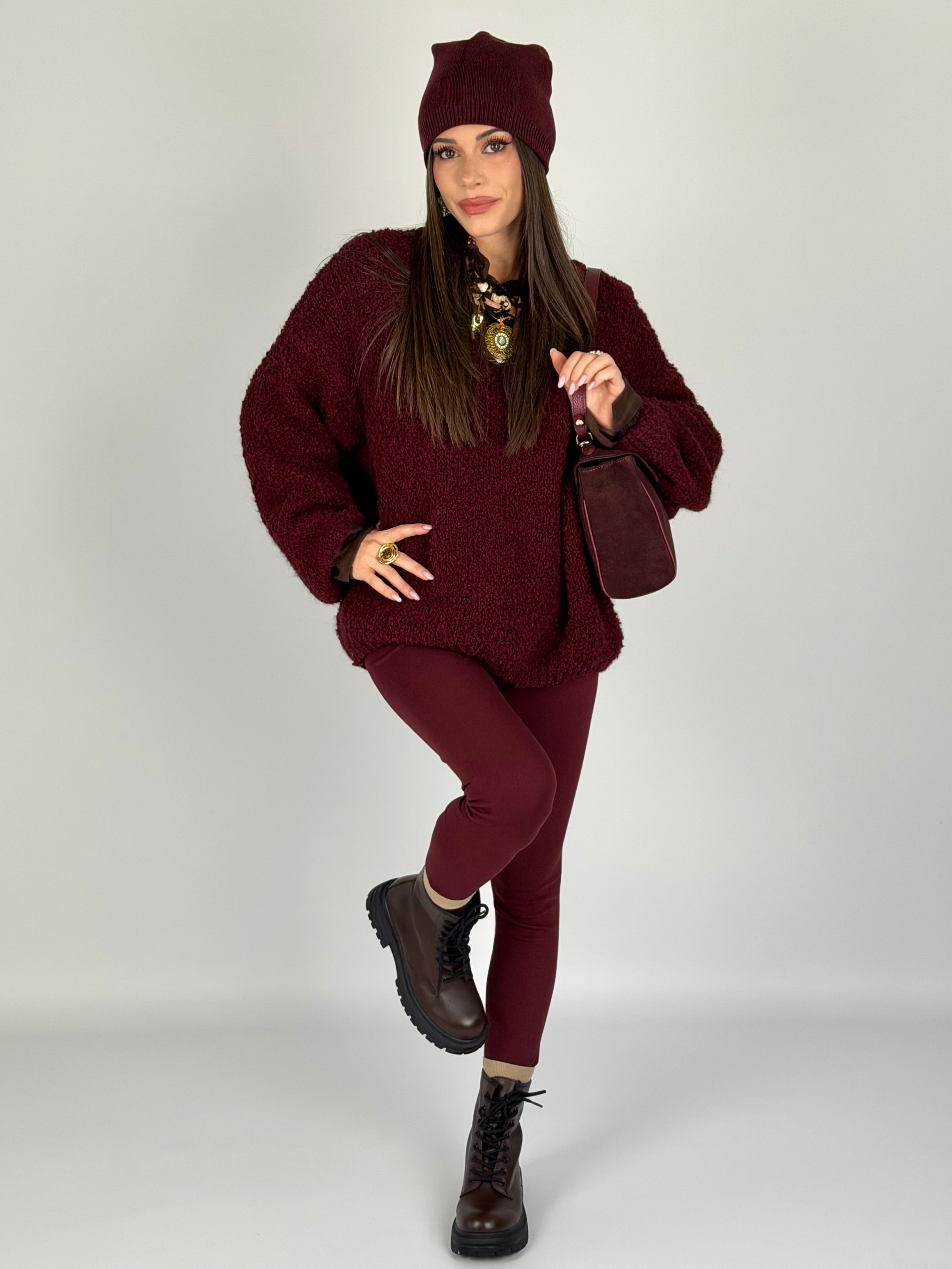 Leggins cotone bordeaux