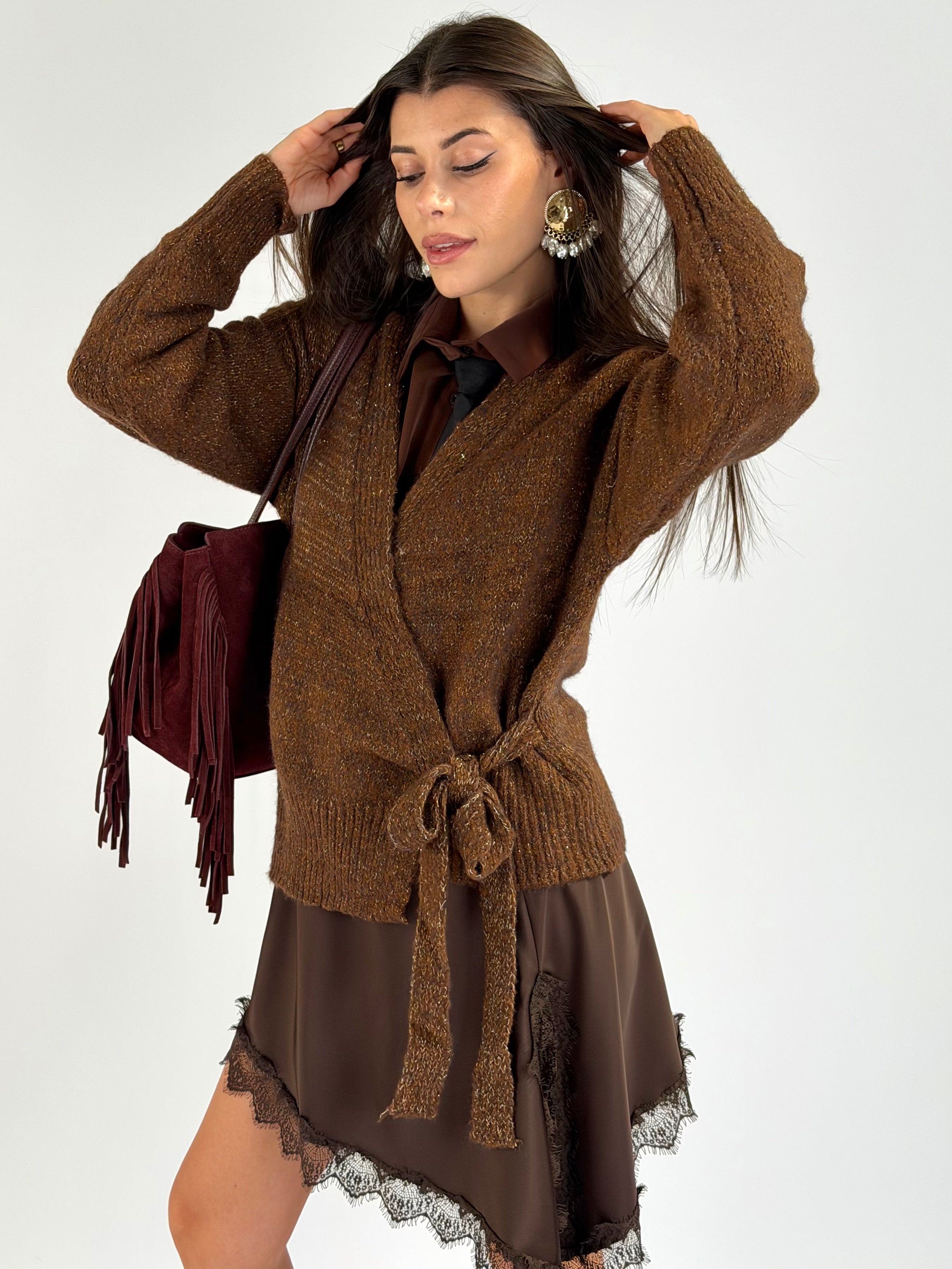 Maglia fiocco laterale moro