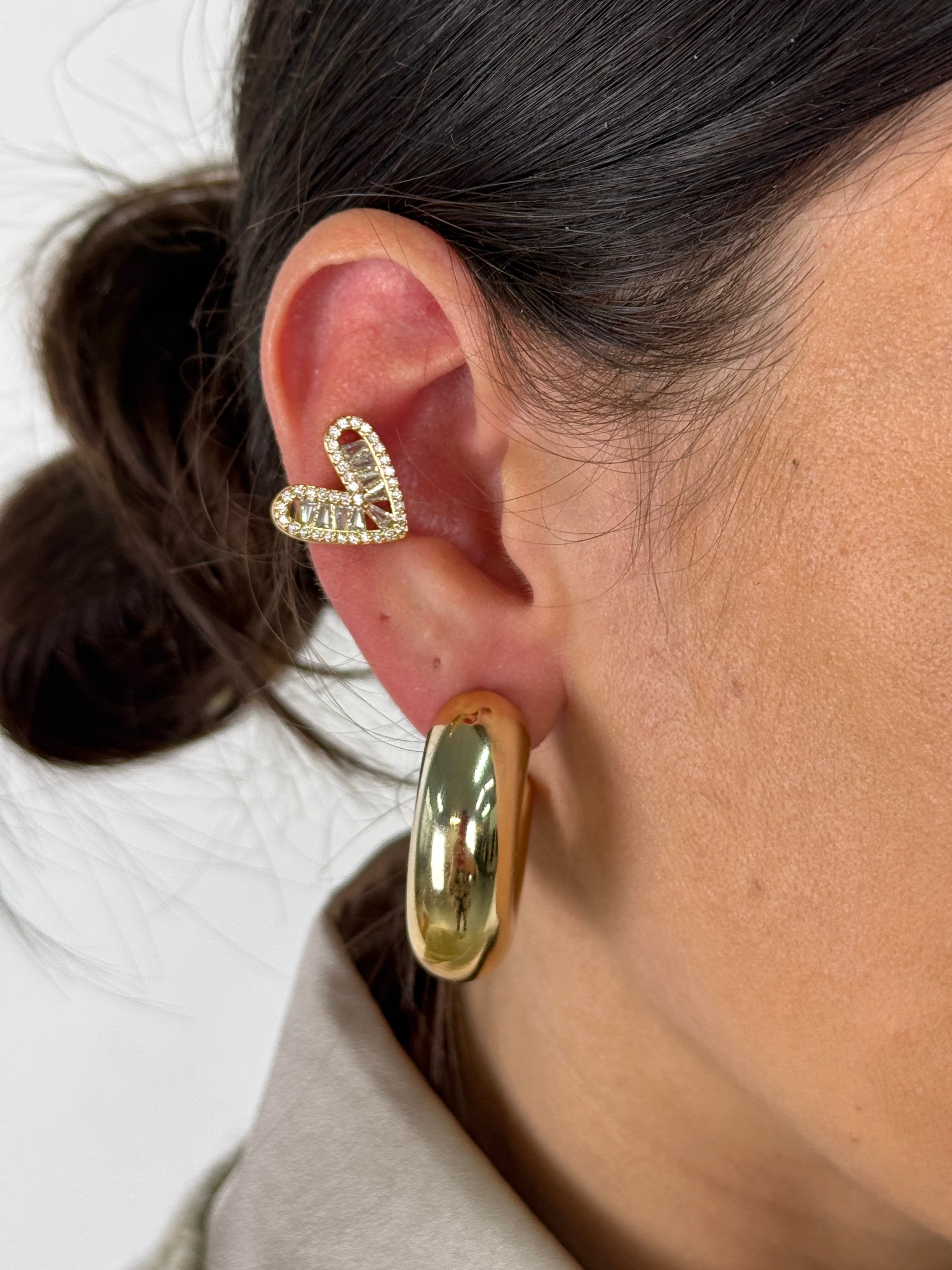 Earcuff cuore zirconato - 2 colori