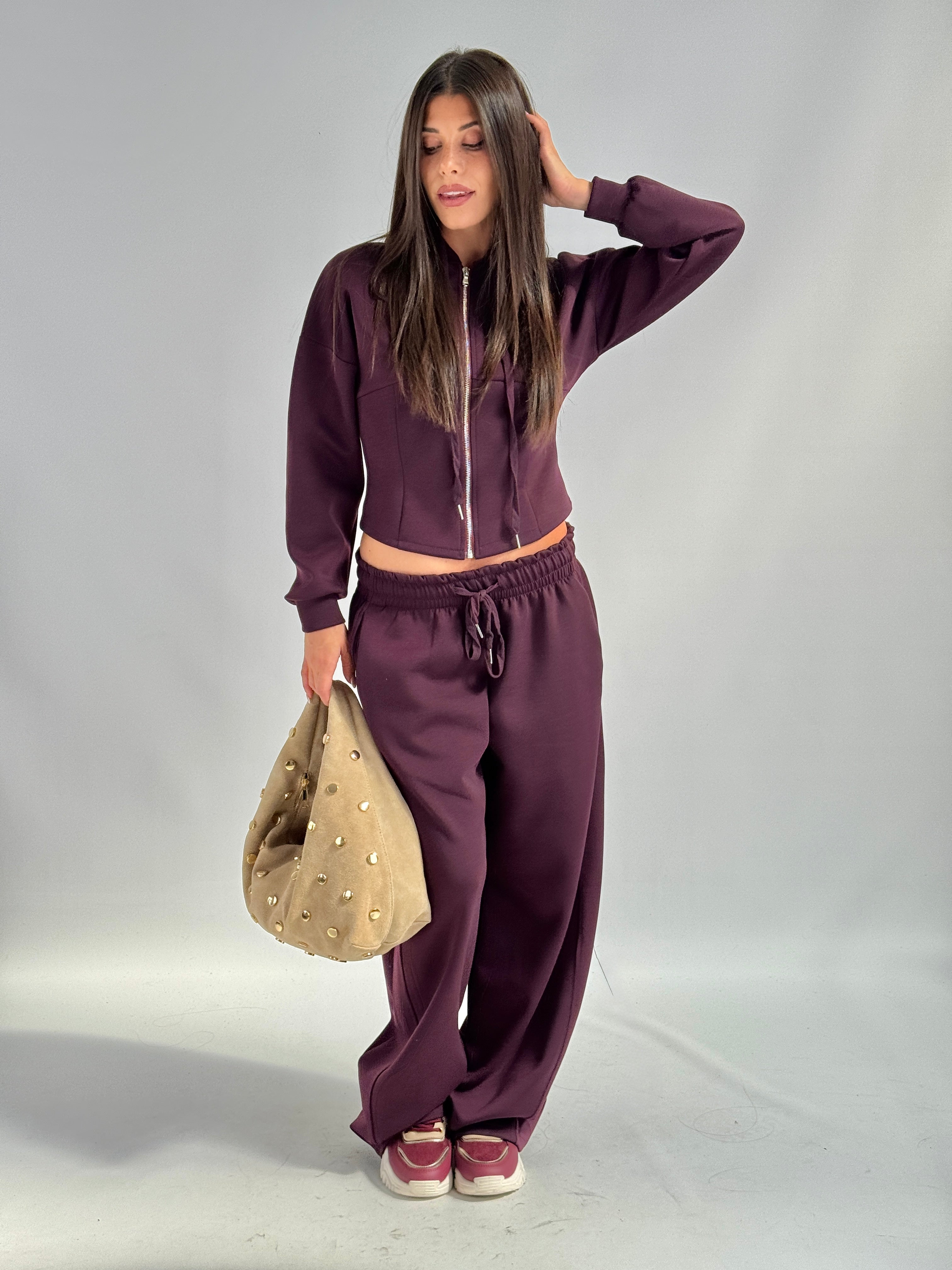 Pantalone tuta sportiva Iside bordeaux