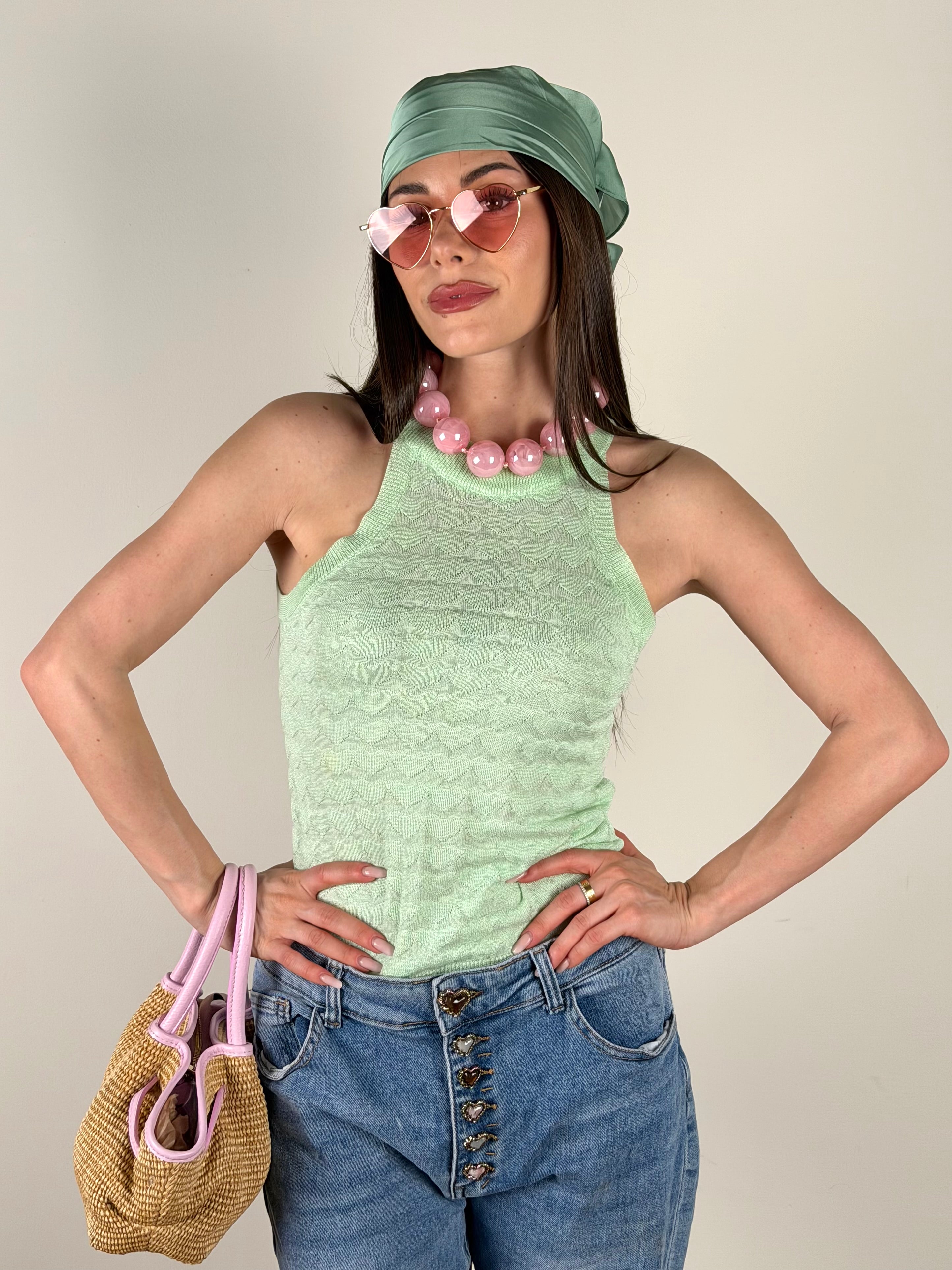 Top Cuori verde