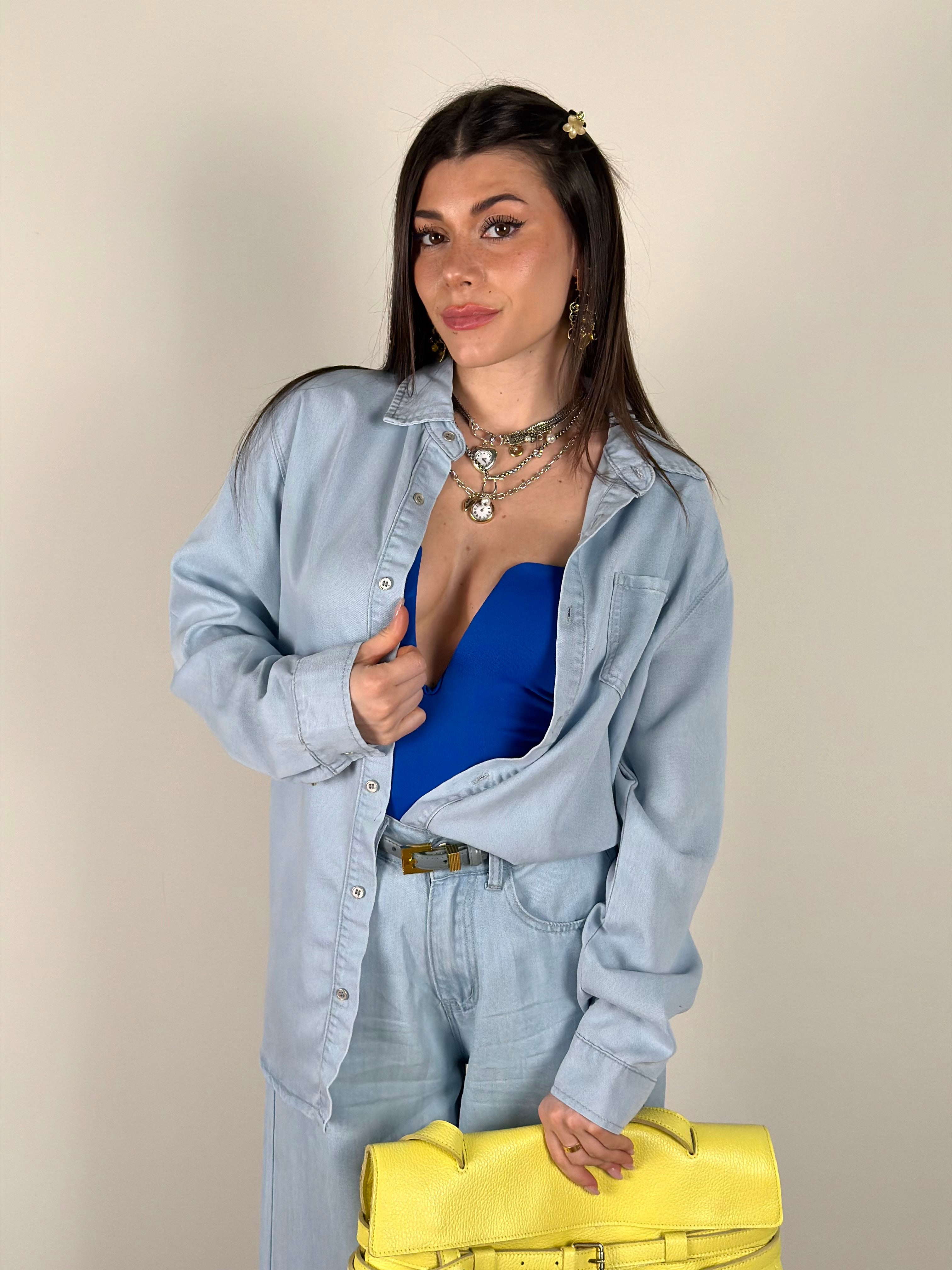 Camicia Rose blu chiaro