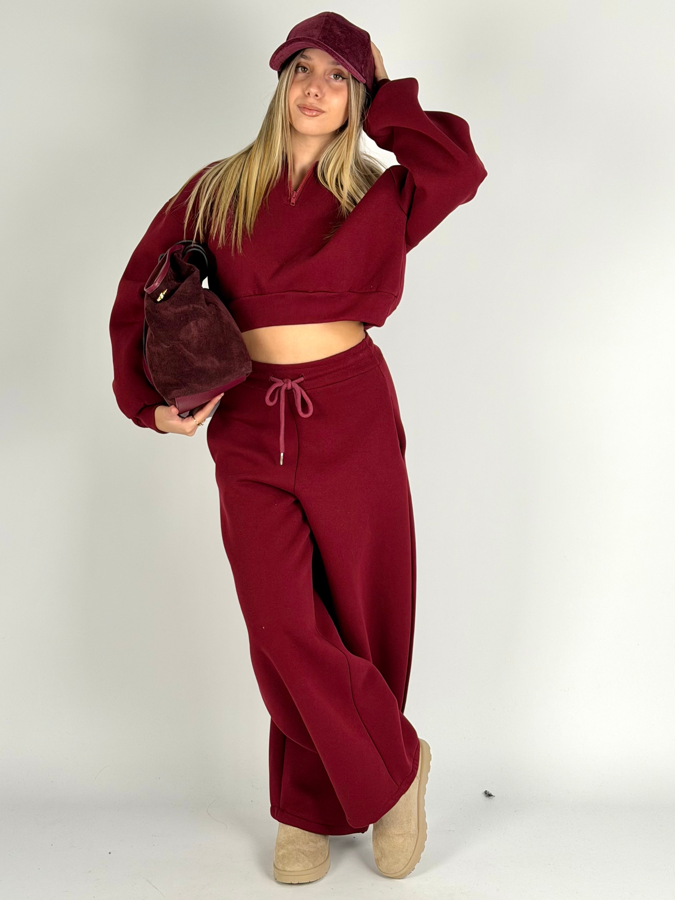 Pantalone tuta sportiva Diva bordeaux