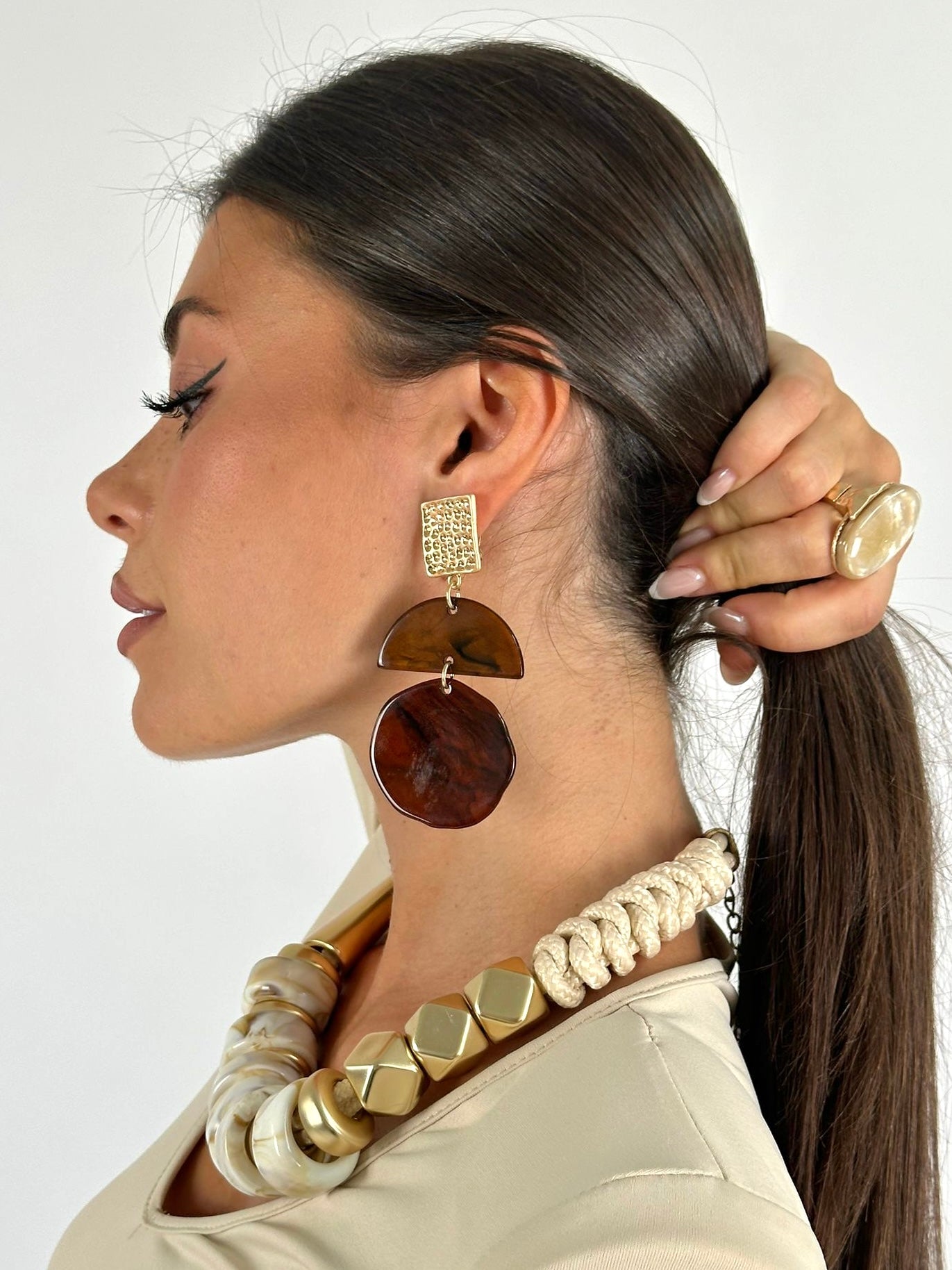 Orecchini clip circle marmorizzati