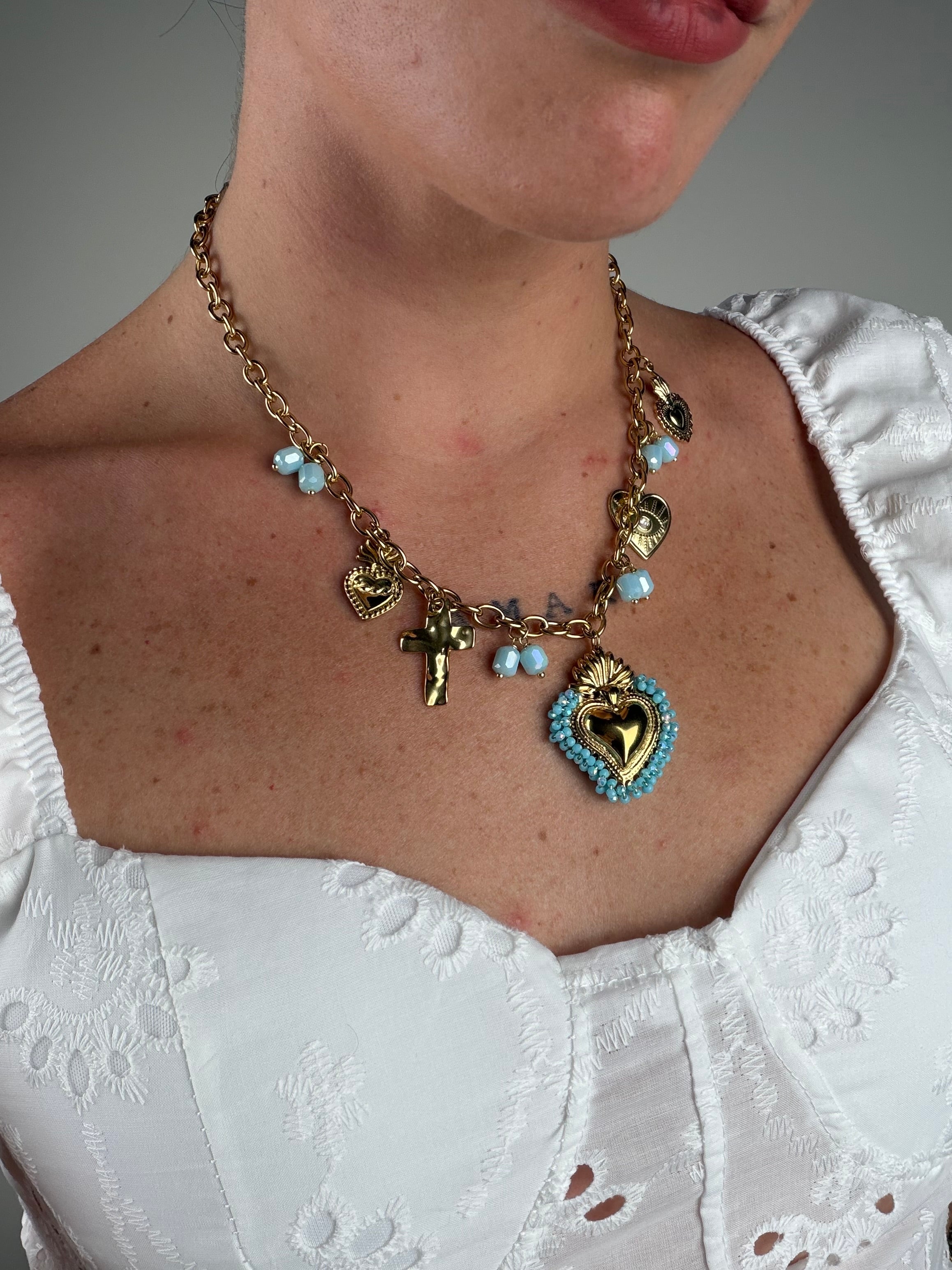 Collana cuore sacro CELESTE - collezione HAPPY