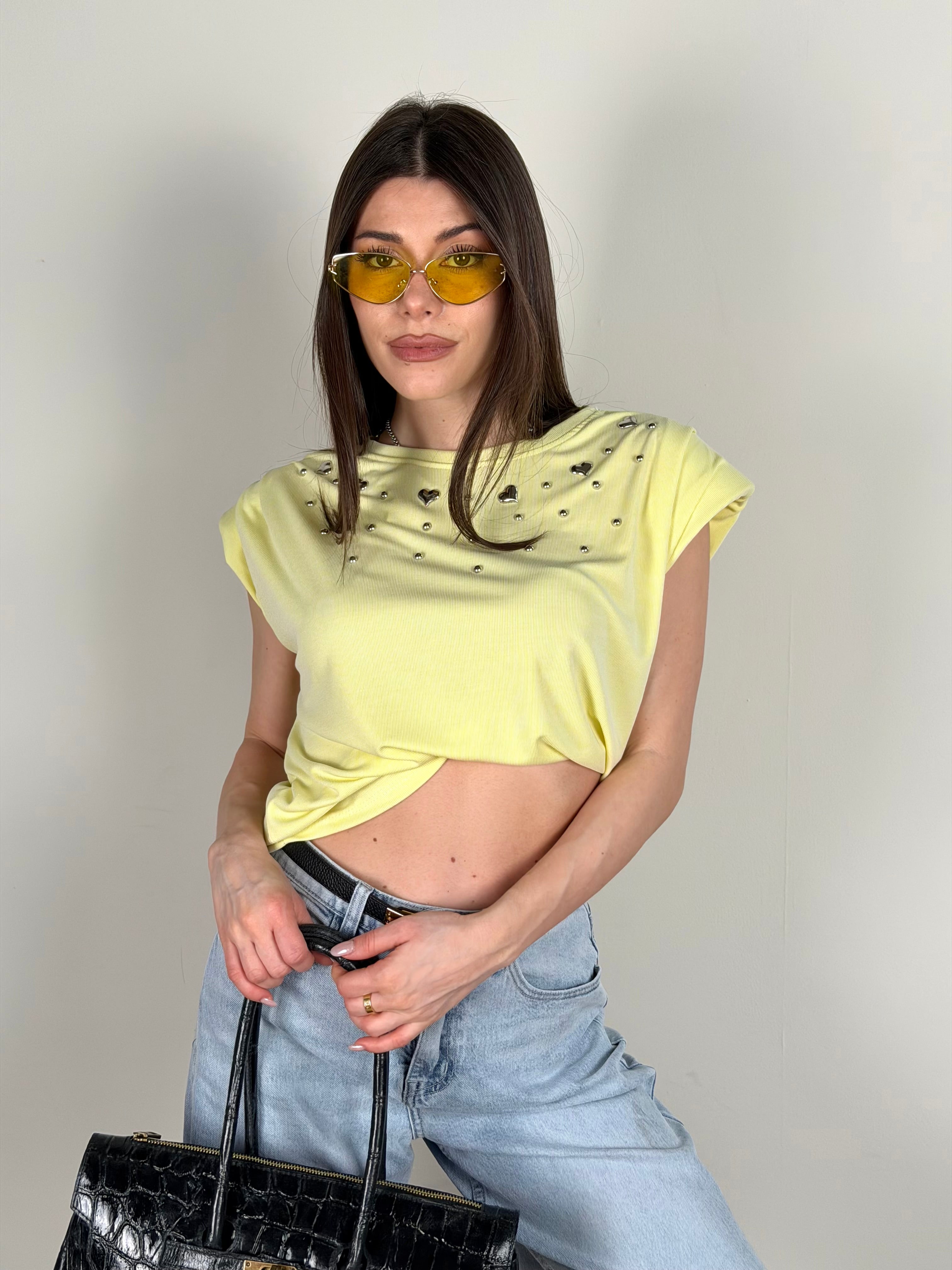 T-shirt cuori giallo