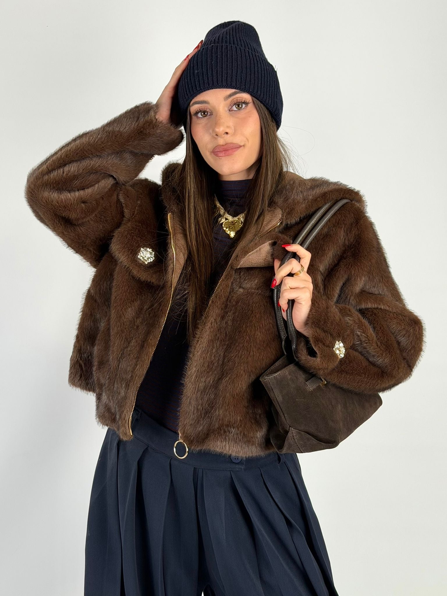 Pelliccia Bomber moro