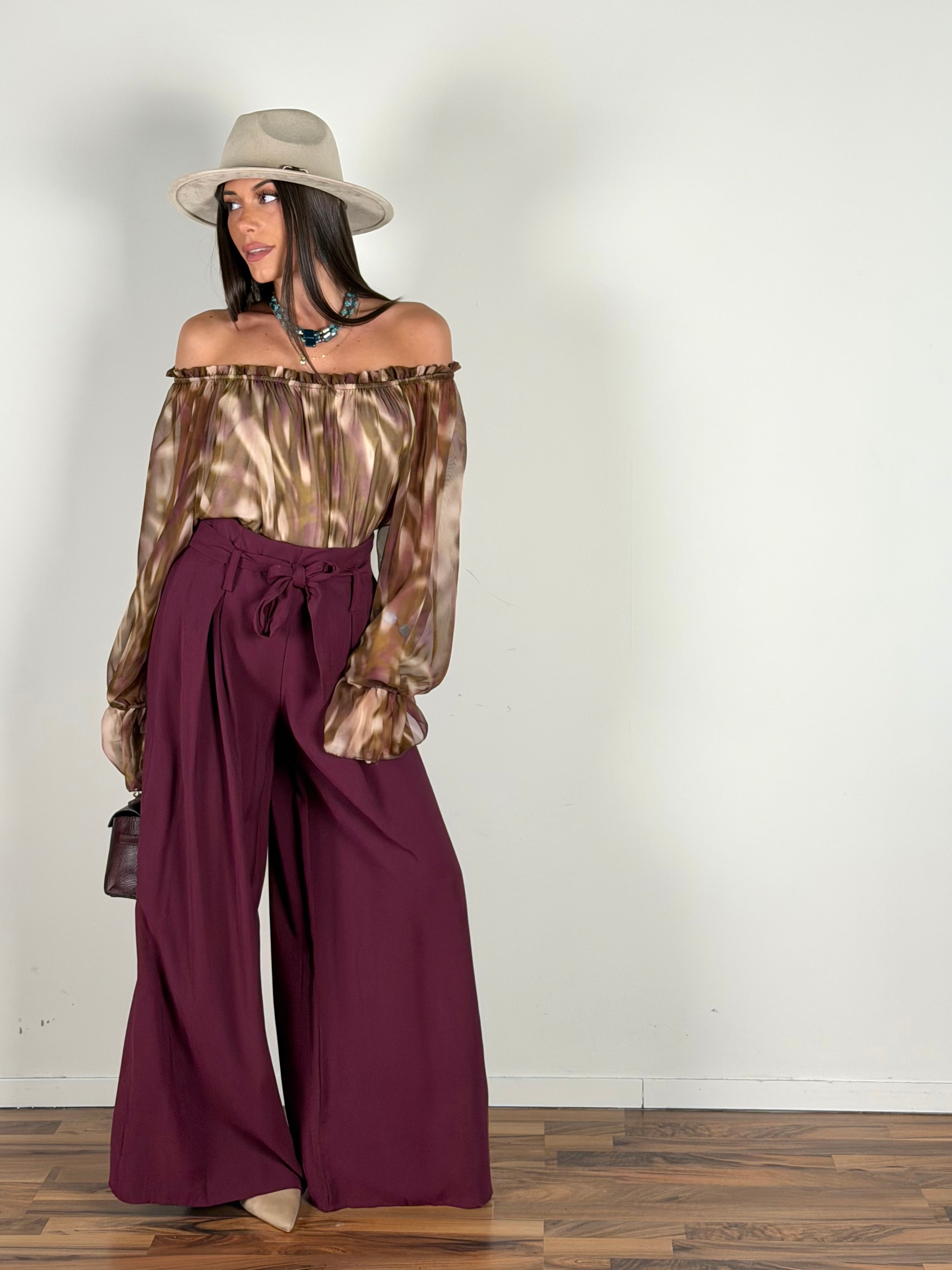 Pantalone Maxi fiocco Milly bordeaux