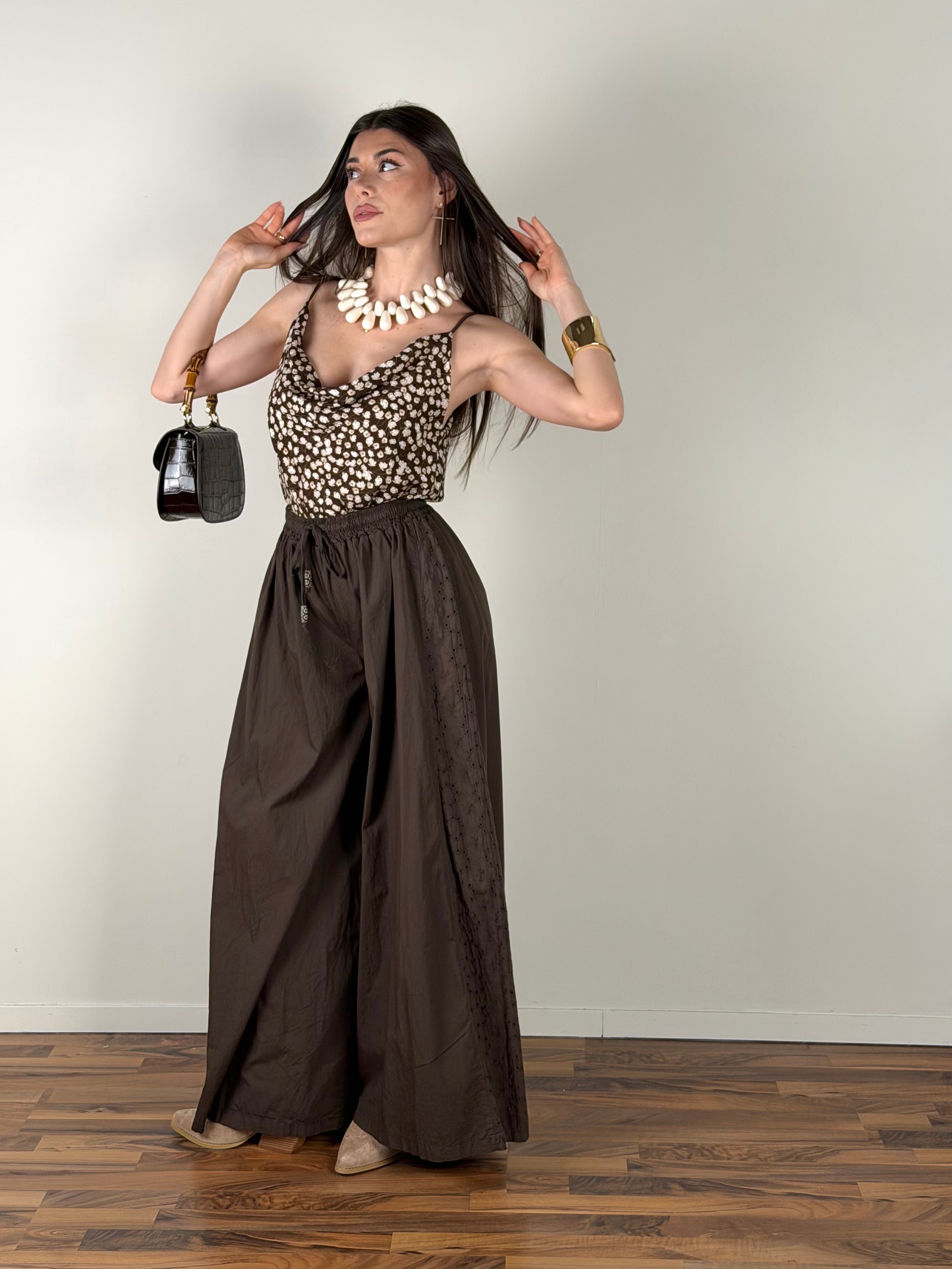 Pantalone colors pizzo sangallo moro
