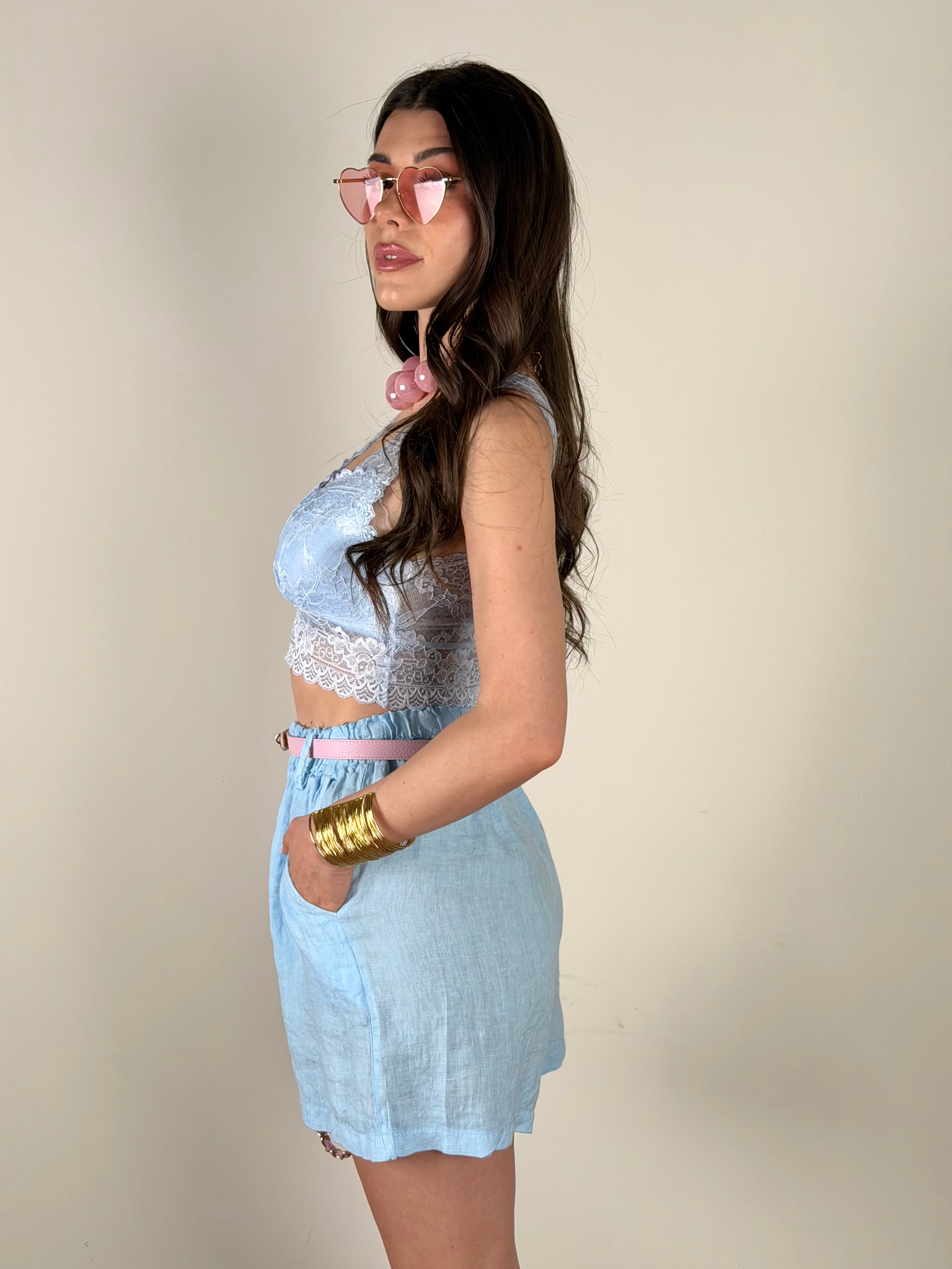 Pantalone Lino Taylor celeste