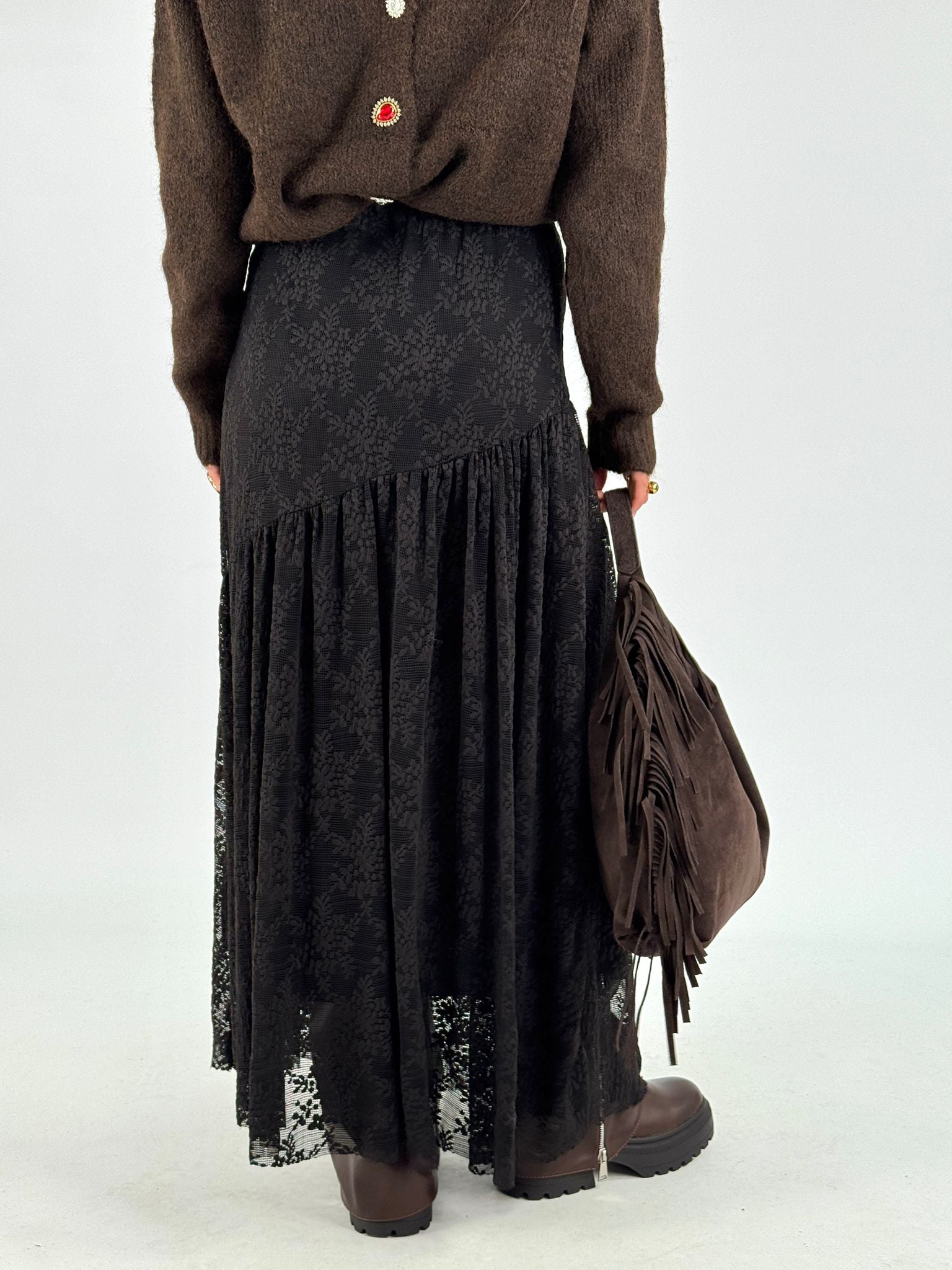 Gonna pizzo Genova nera