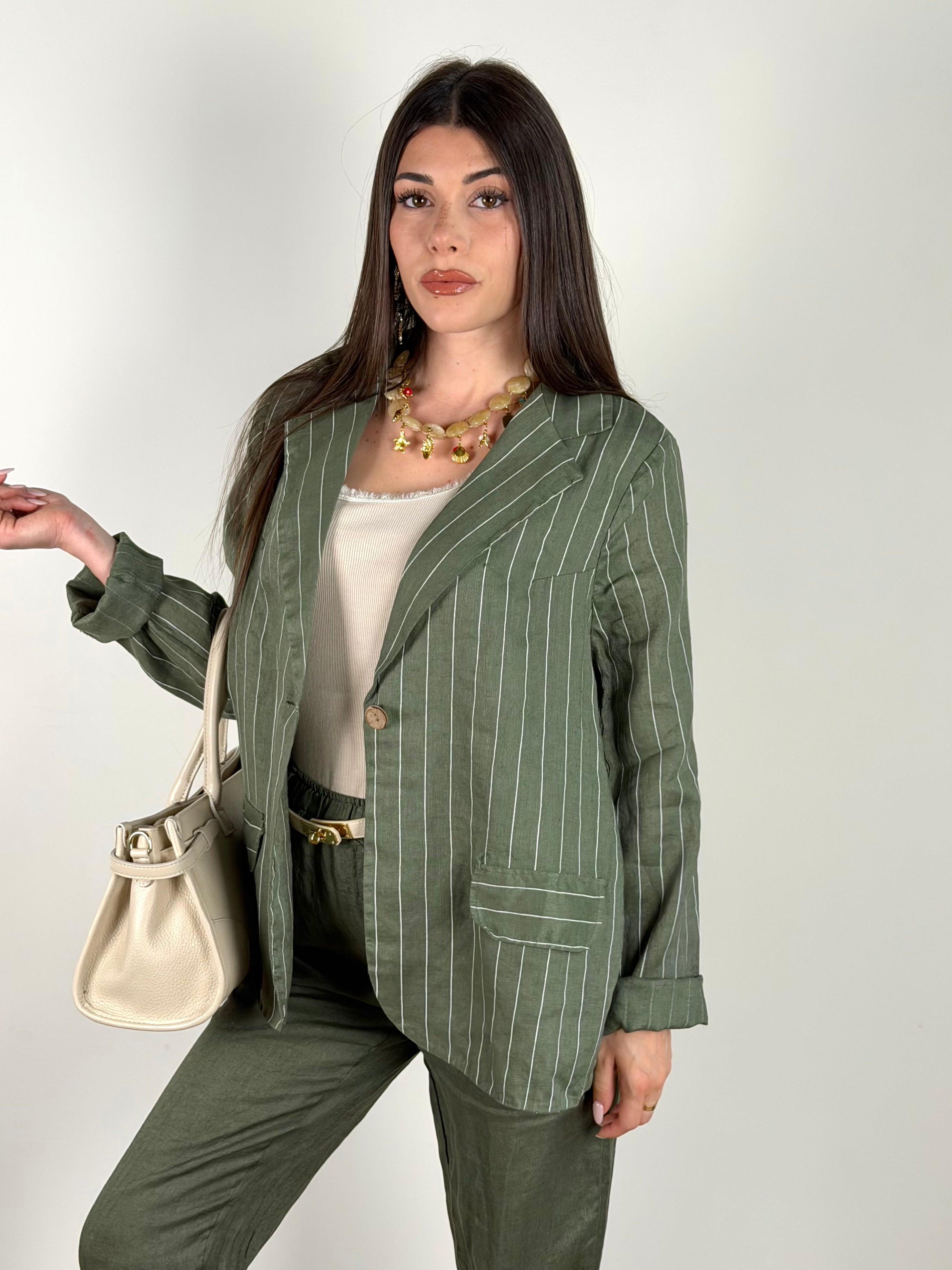 Giacca puro lino Benny verde