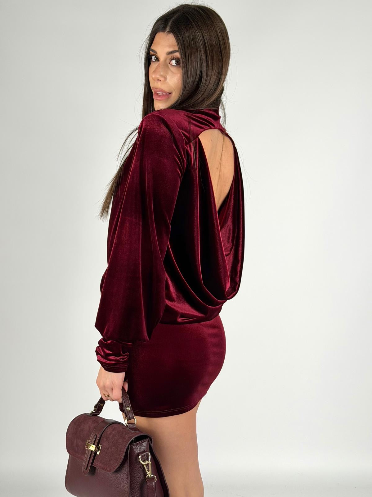 Abito velluto bordeaux