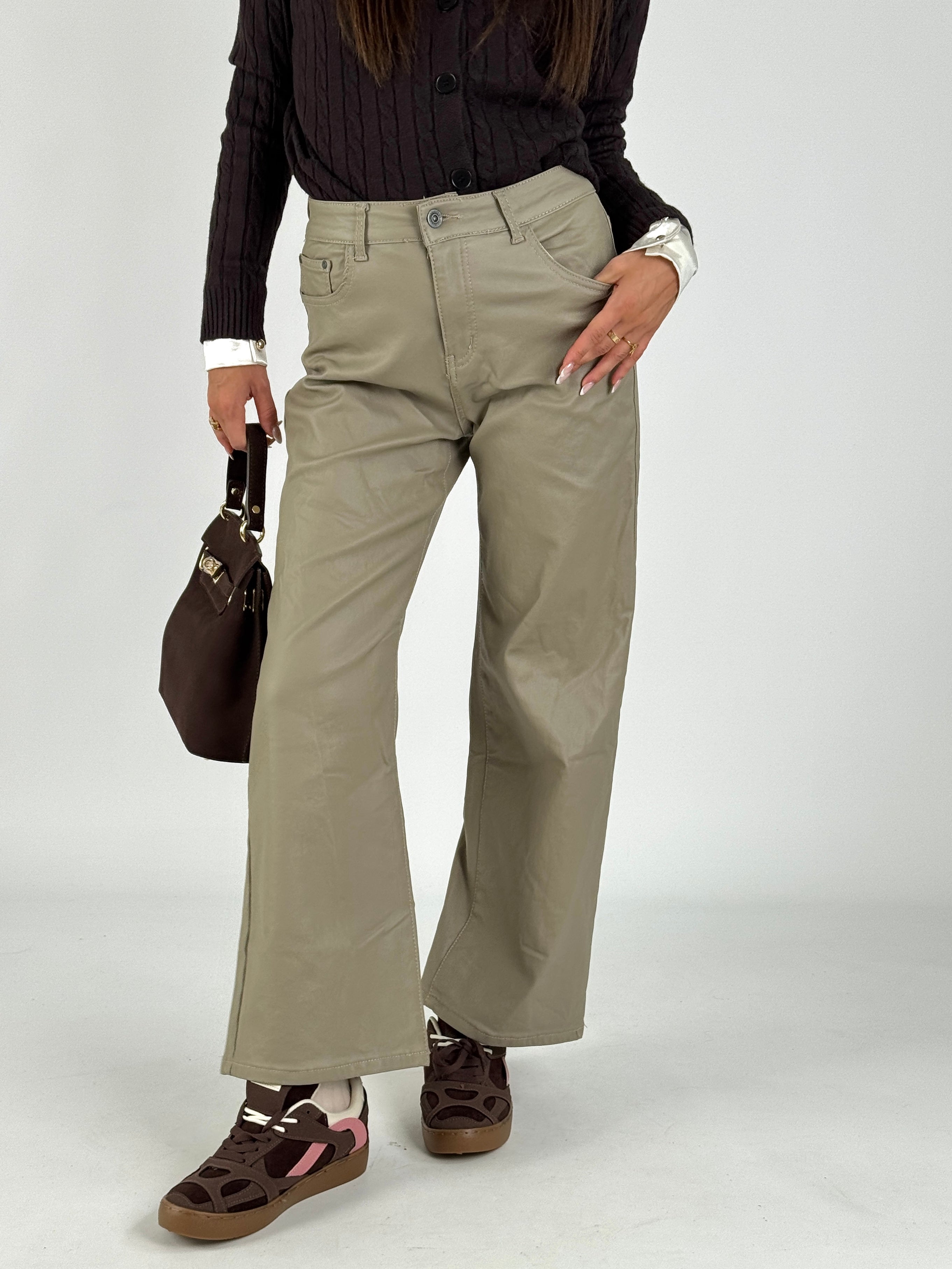 Pantalone in ecopelle Vicy beige