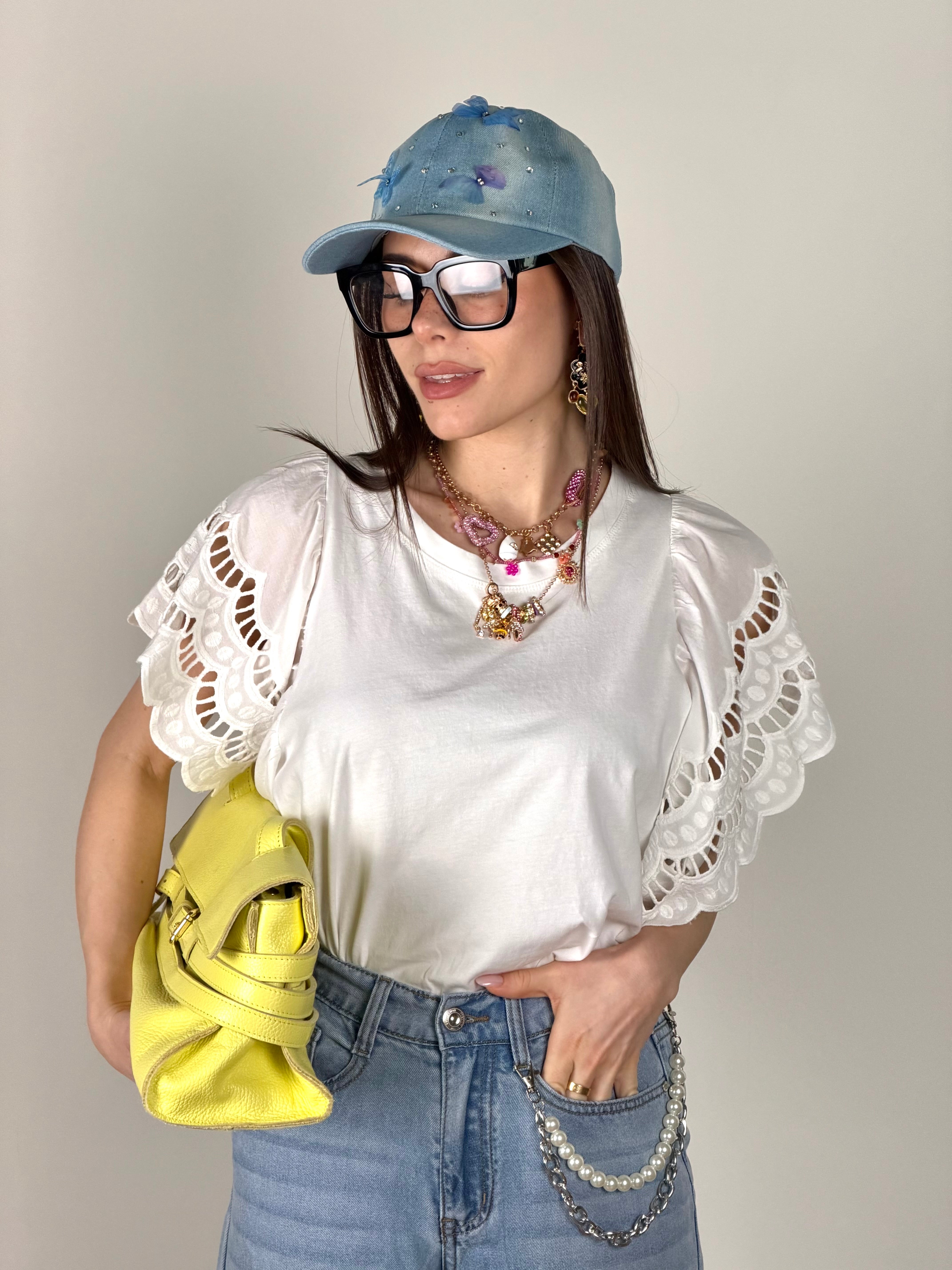 Maglia maxi volant bianca