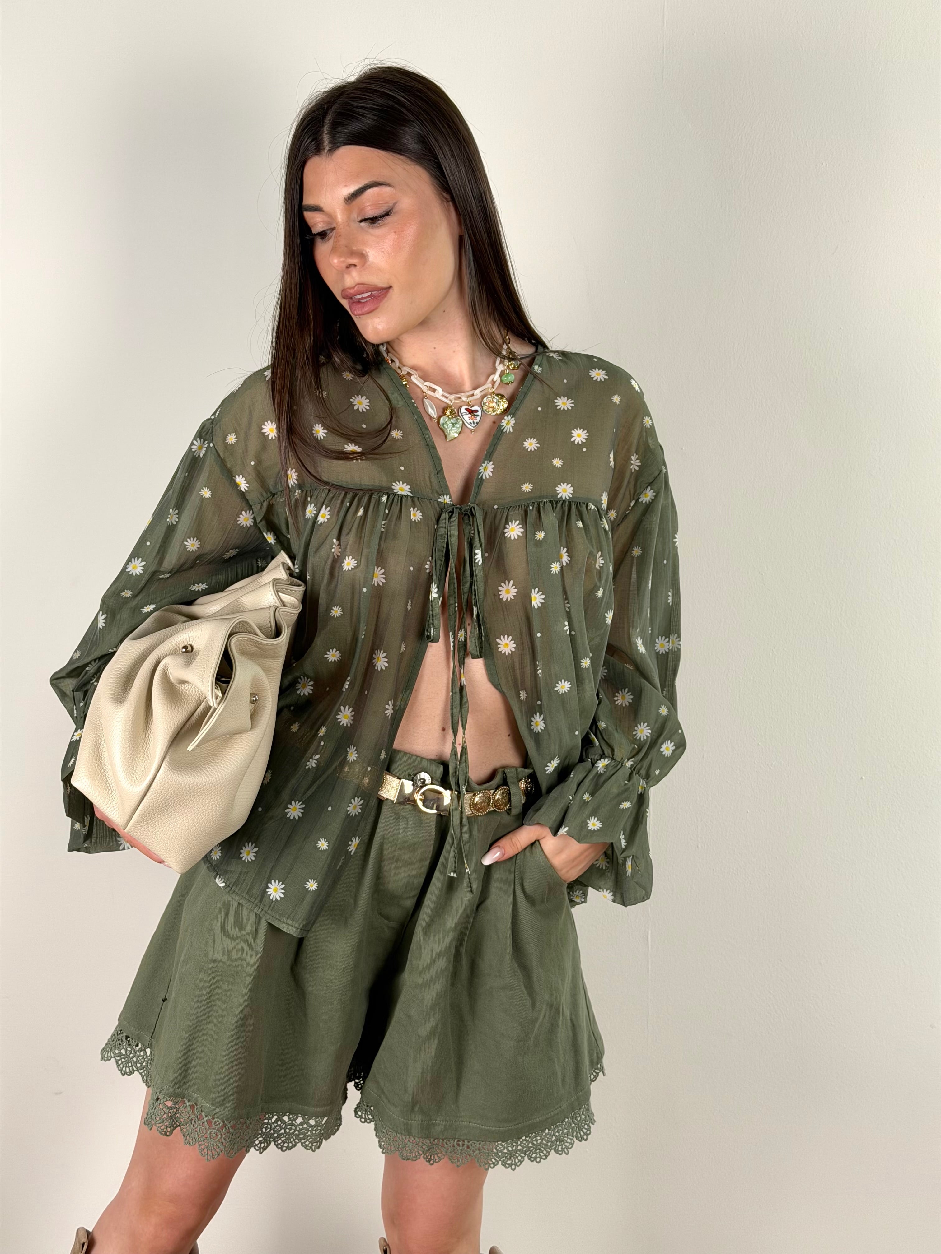 Camicia Margherite verde