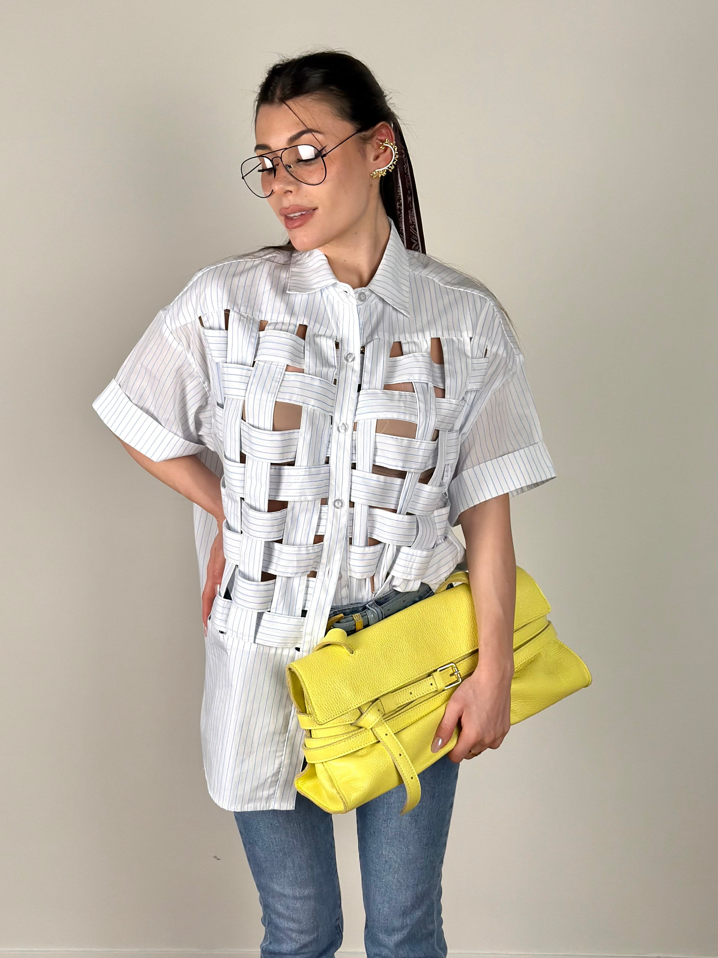 Camicia super intreccio bianca