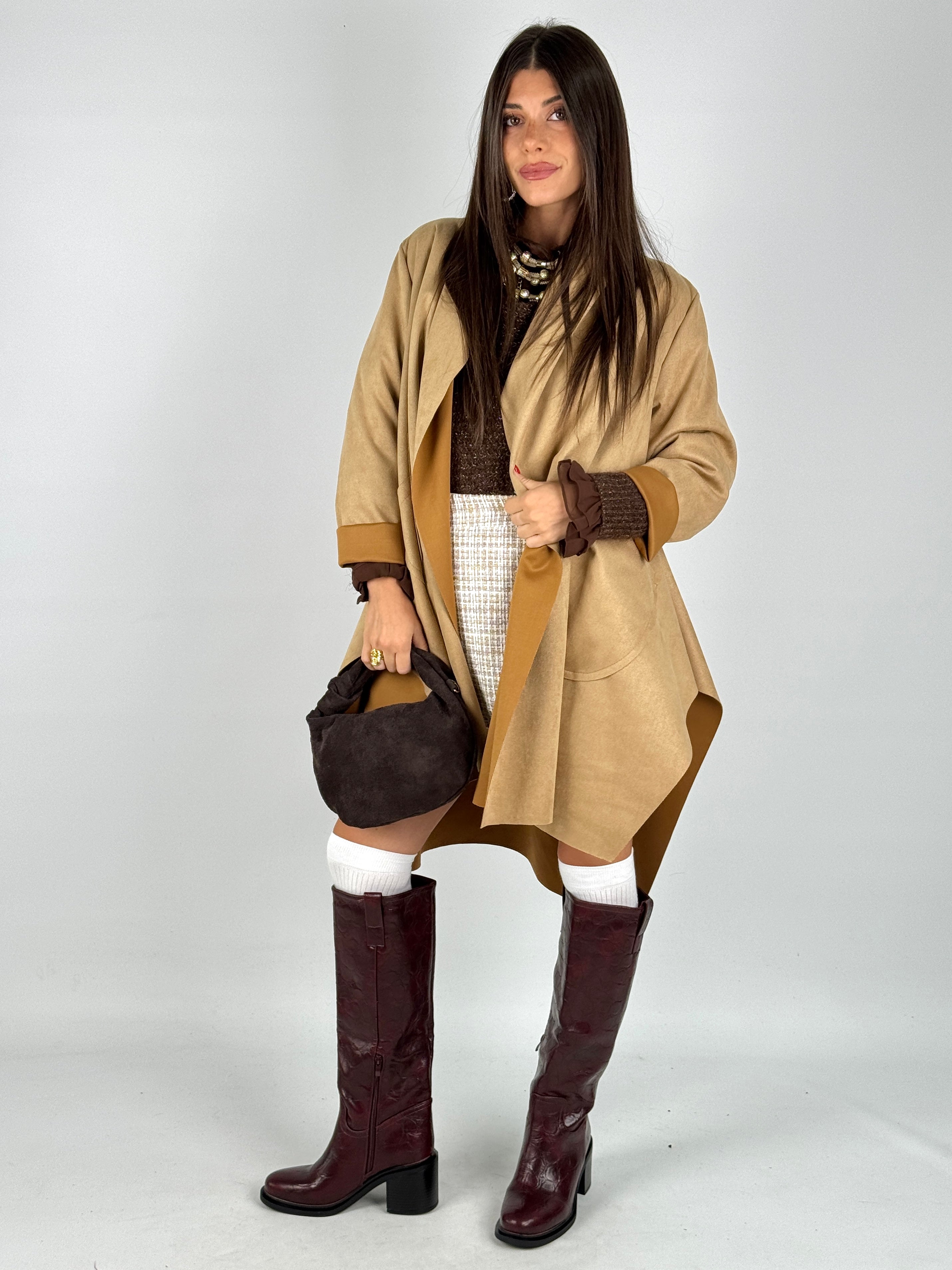 Spolverino scamosciato tabacco