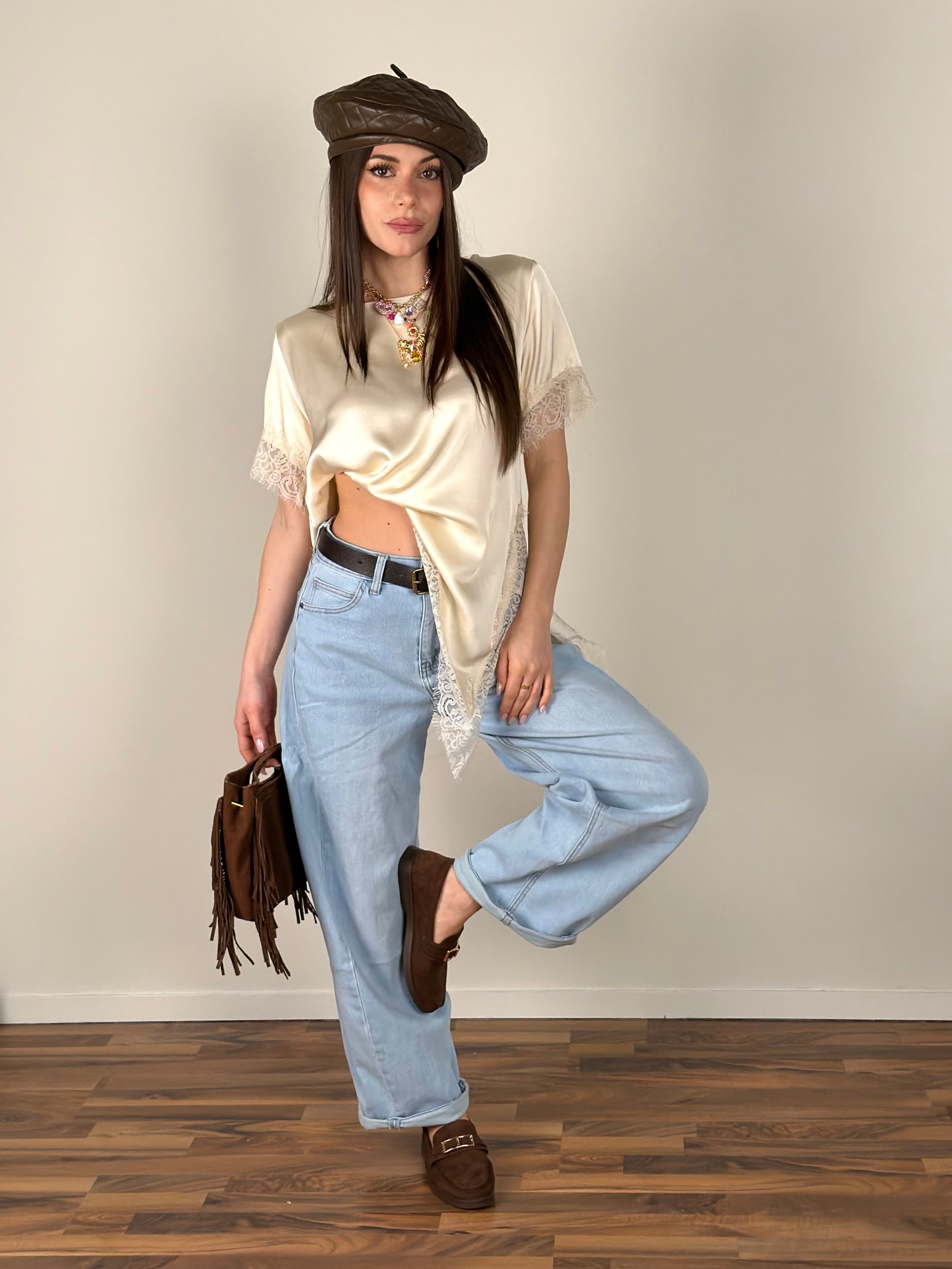 Maglia trasversale beige