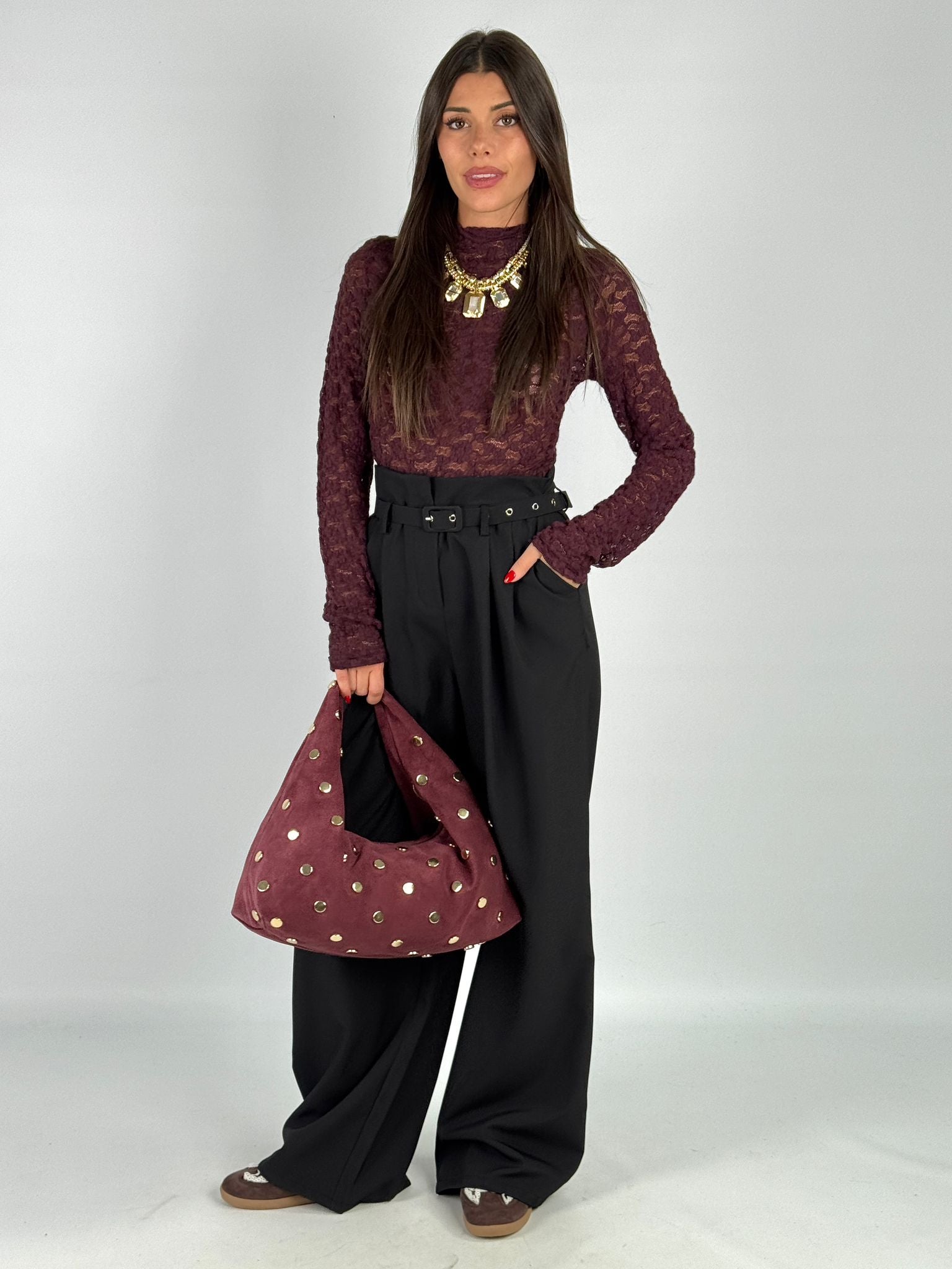 Maglia Lory pizzo bordeaux