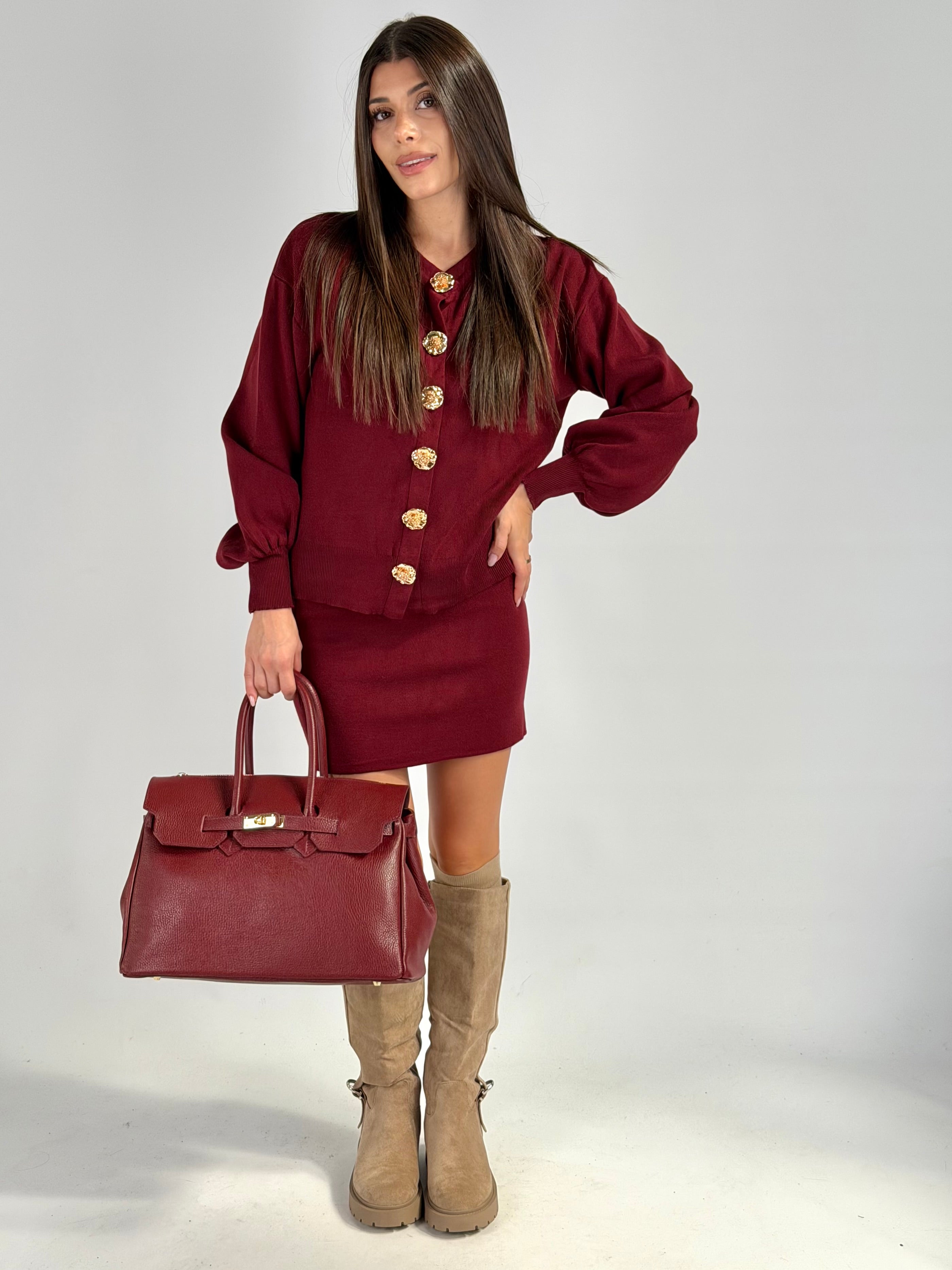 Completo maglia + gonna yumi bordeaux