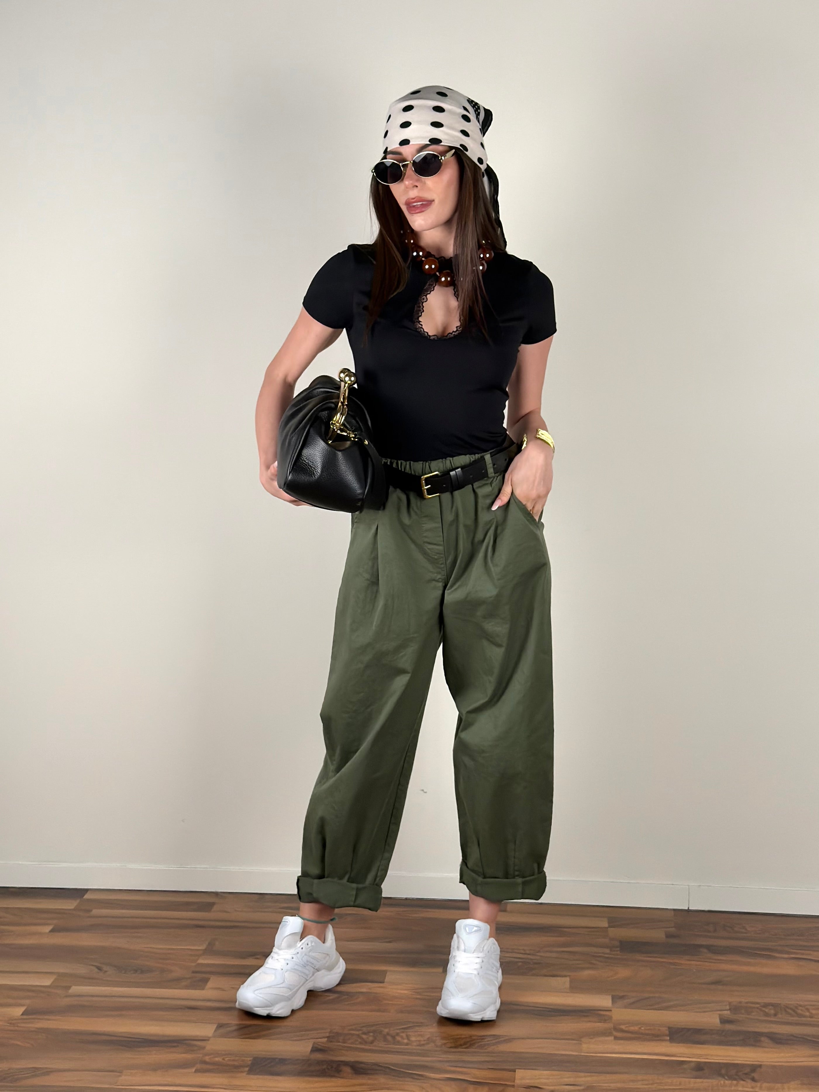 Pantalone Carmen verde militare