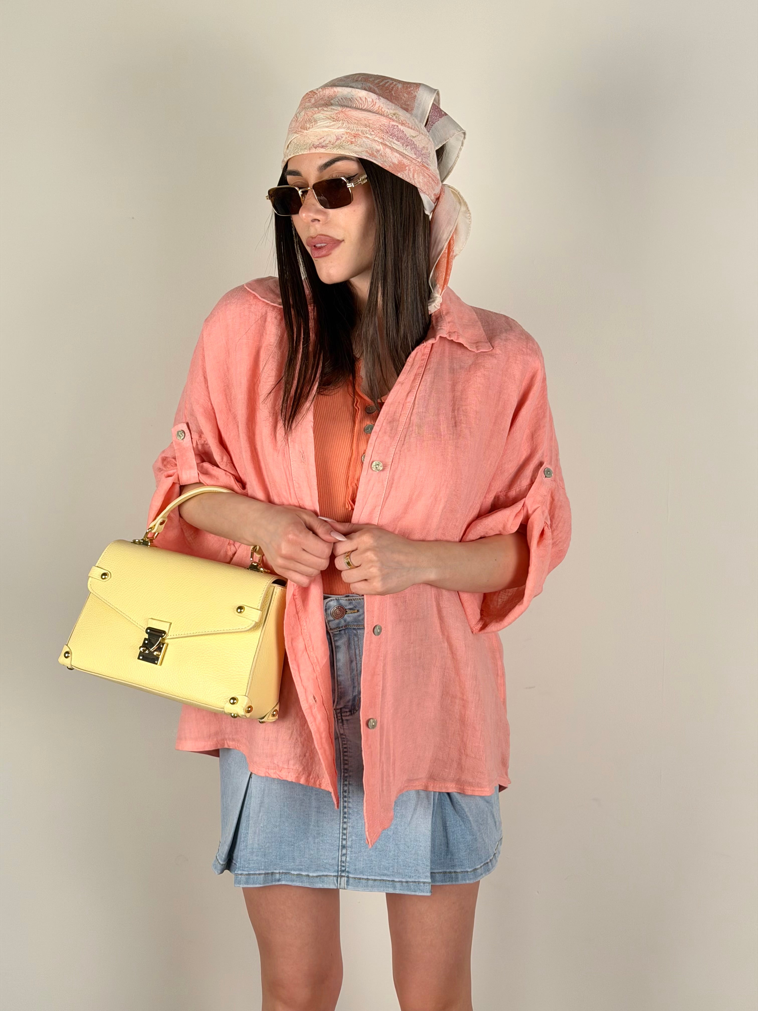 Camicia Sandy Puro Lino rosa/salmone