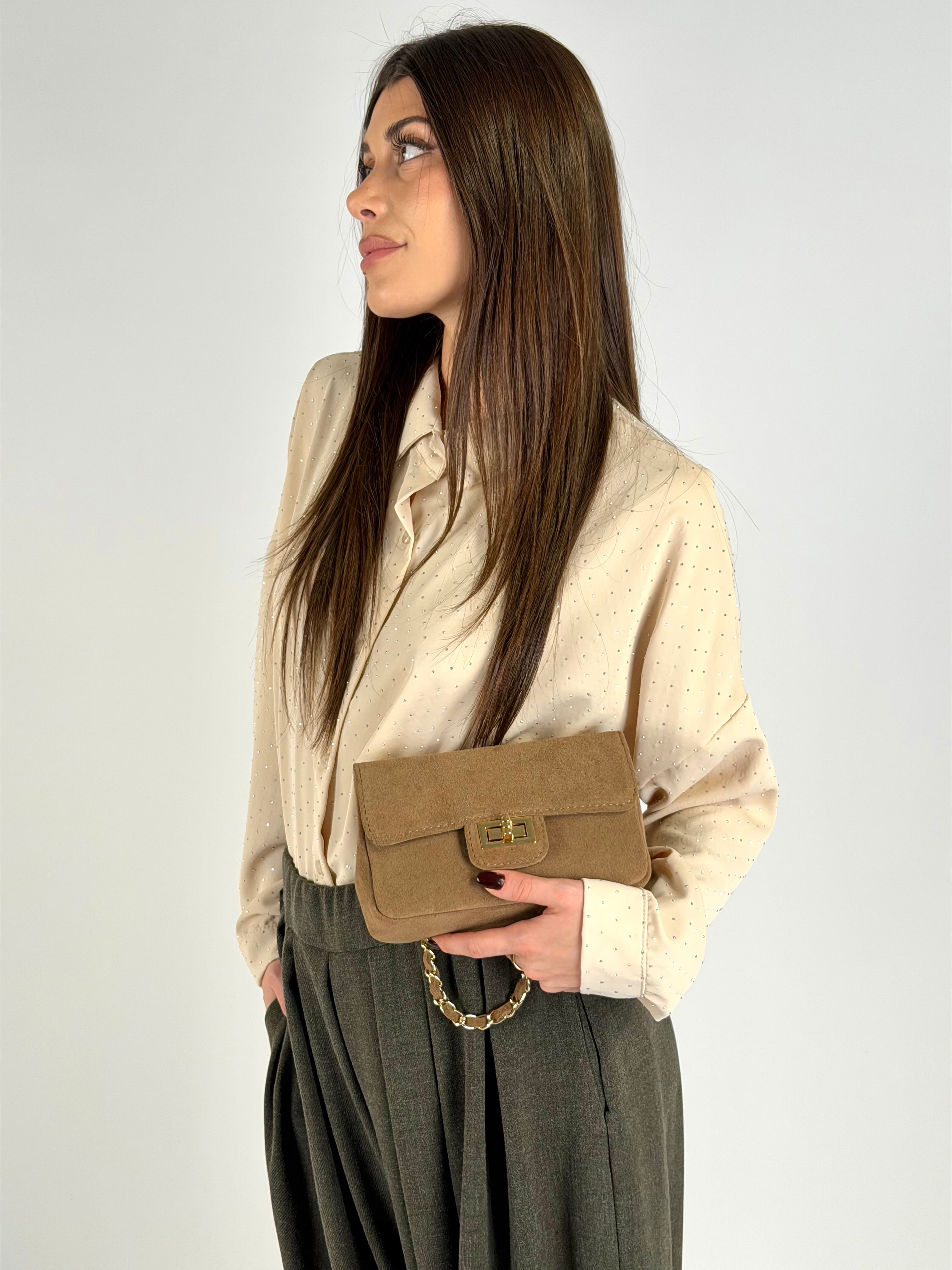 Camicia mille zirconi beige