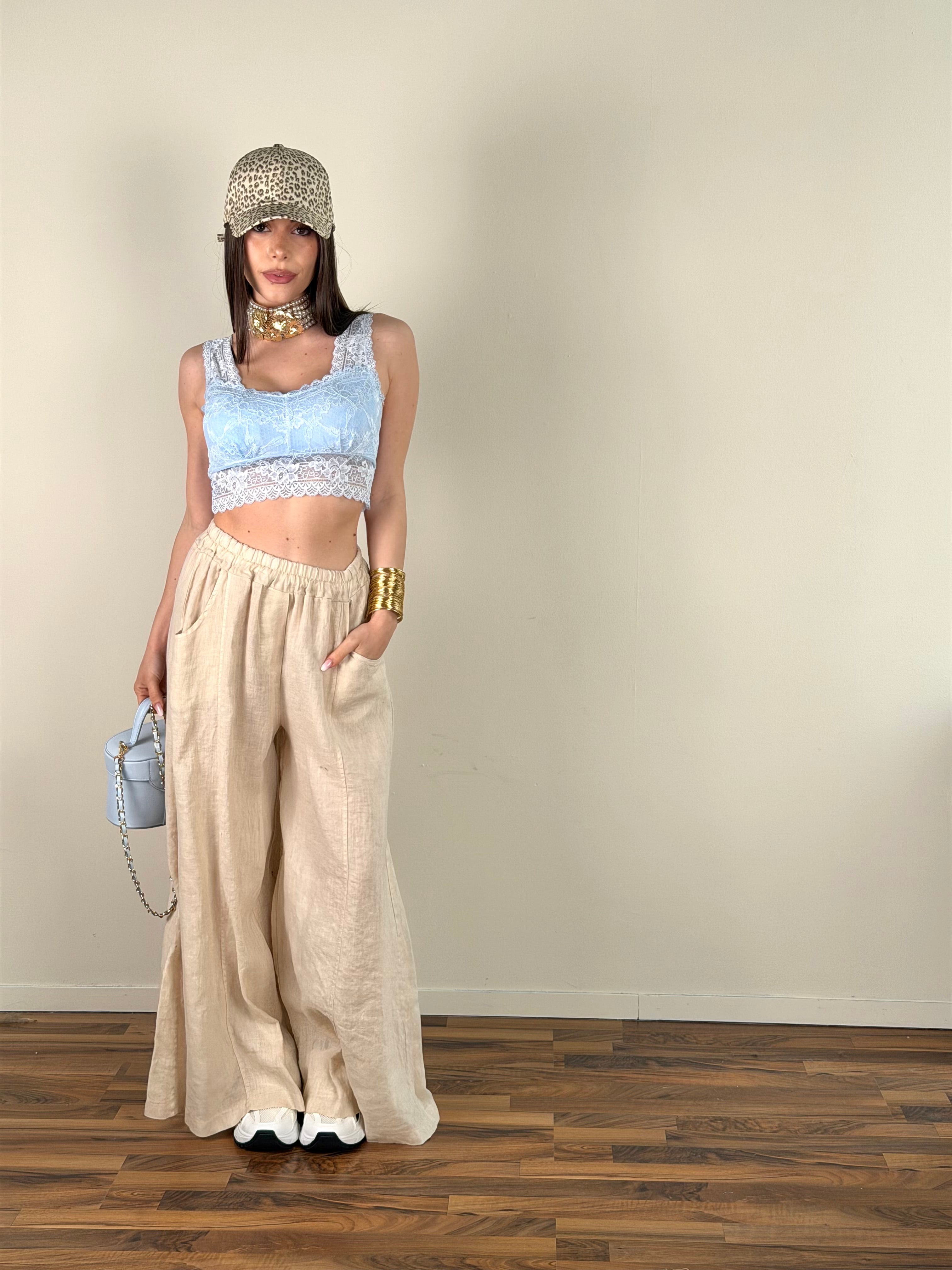 Pantalone lino Andrea beige