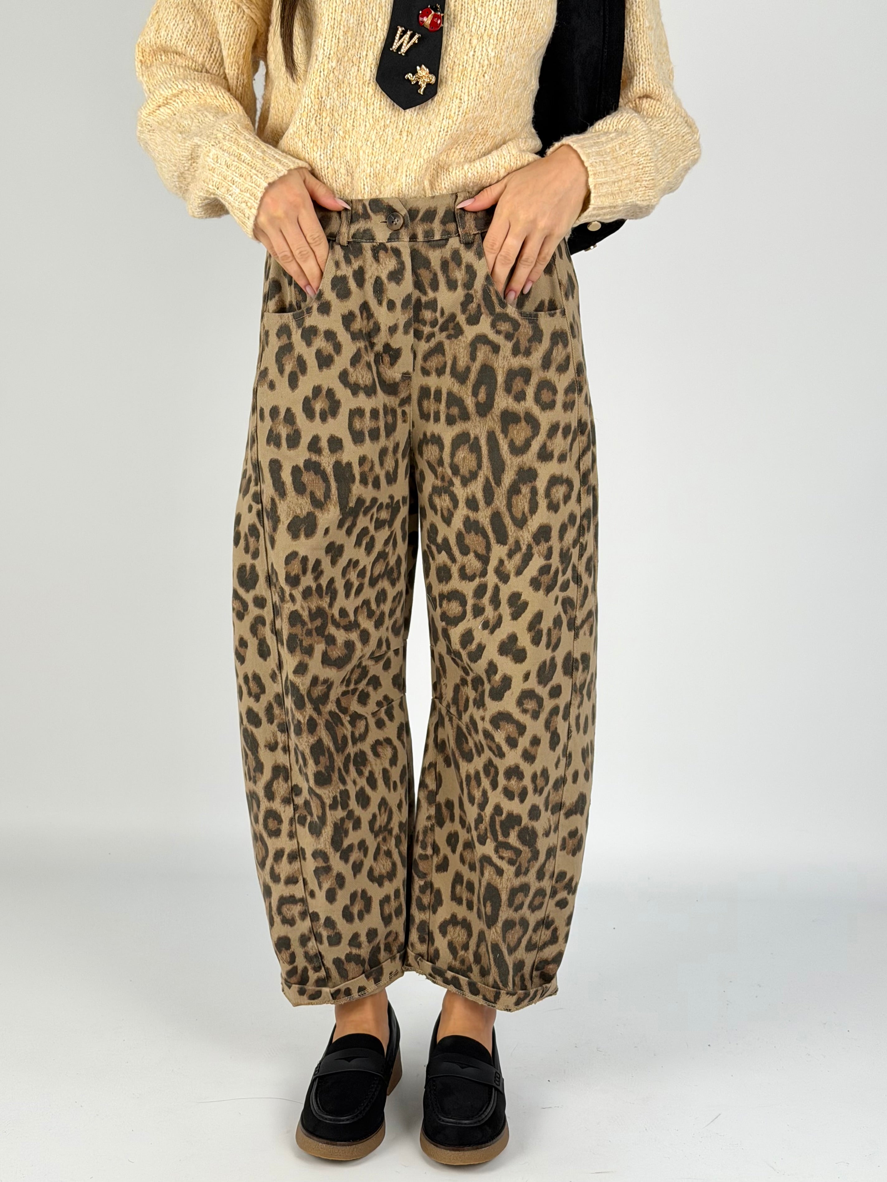 Pantalone Leopard tabacco