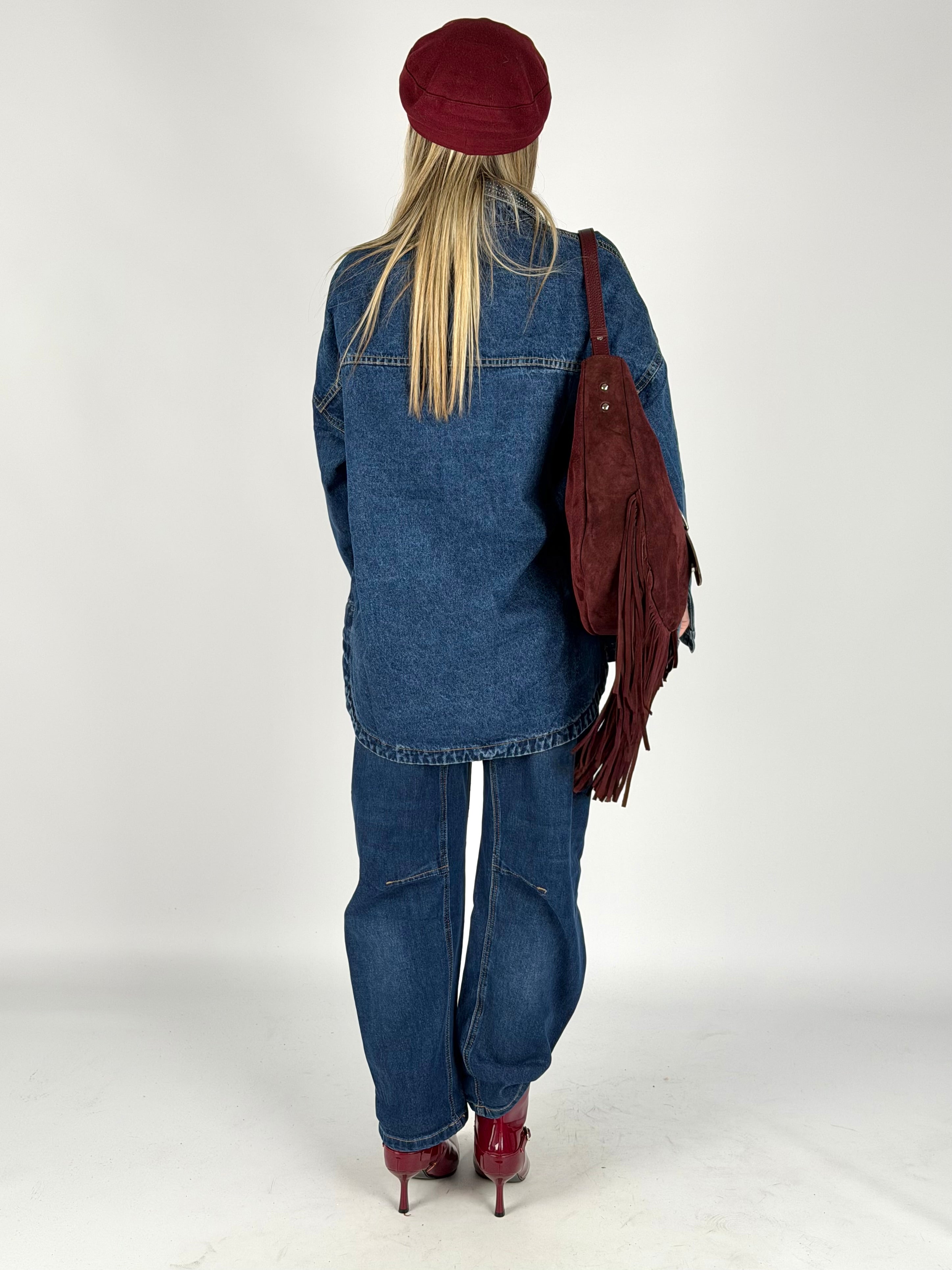 Camicia denim zirconi blu