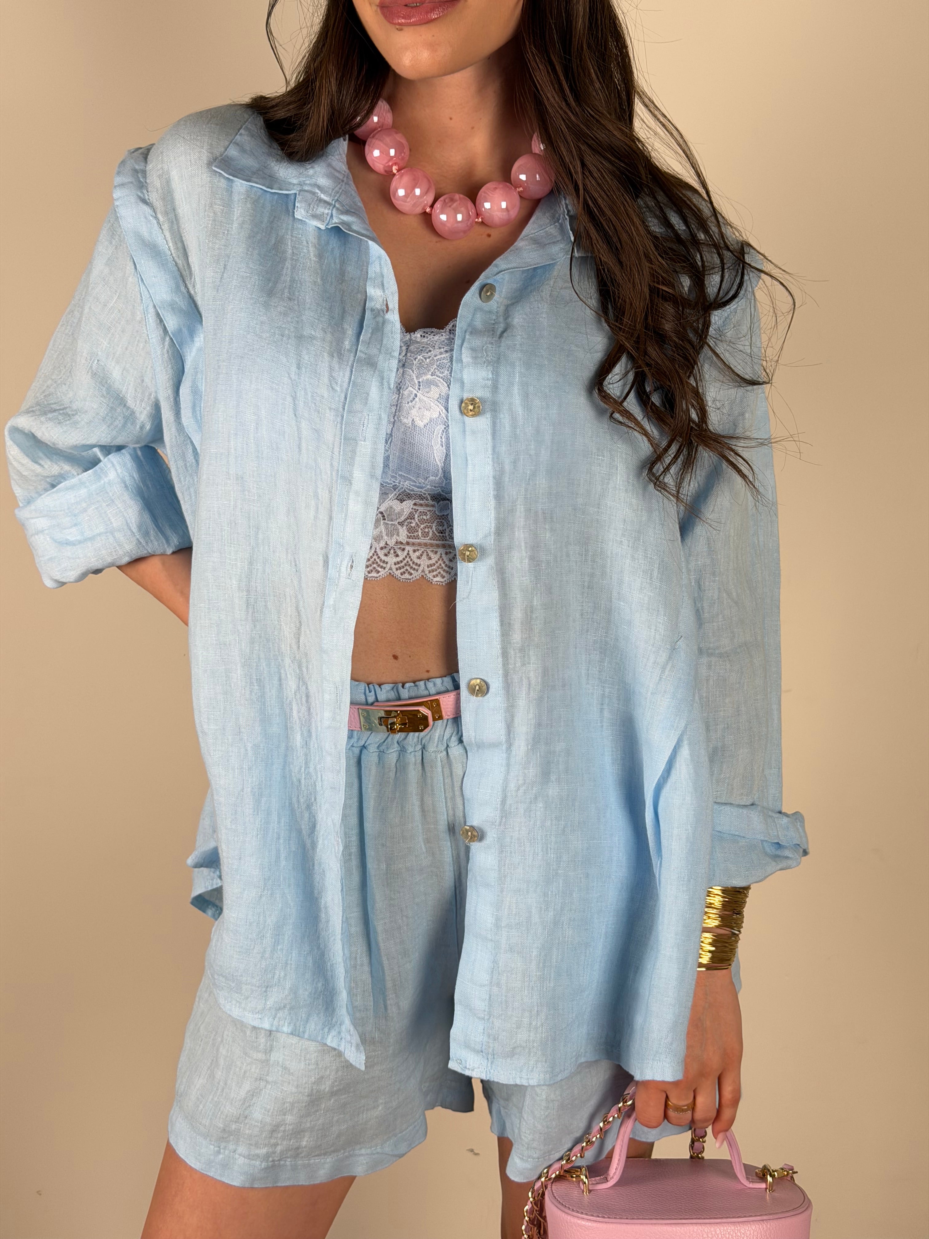 Camicia Lino Taylor celeste