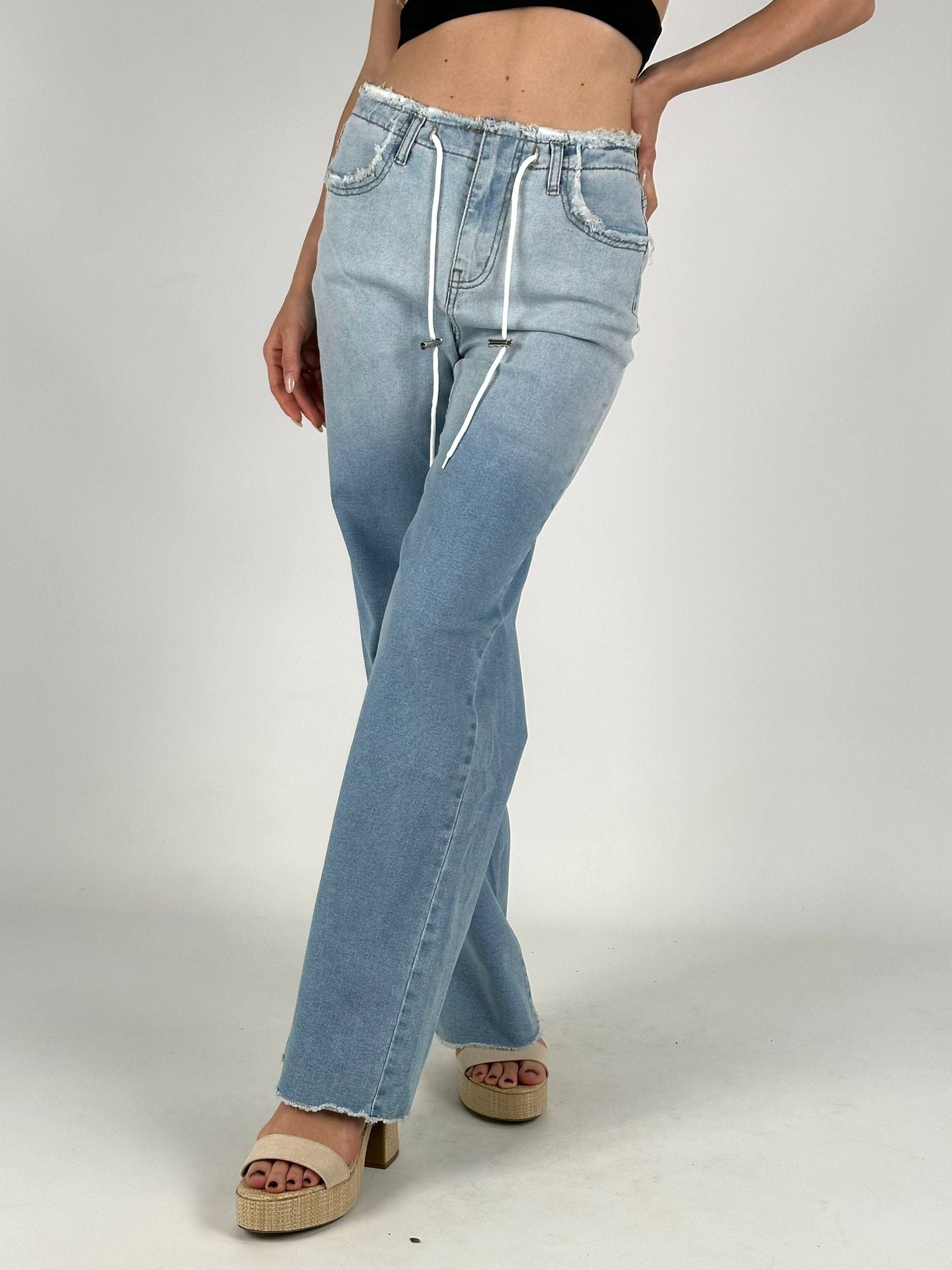 Jeans coulisse sfrangiato alicia