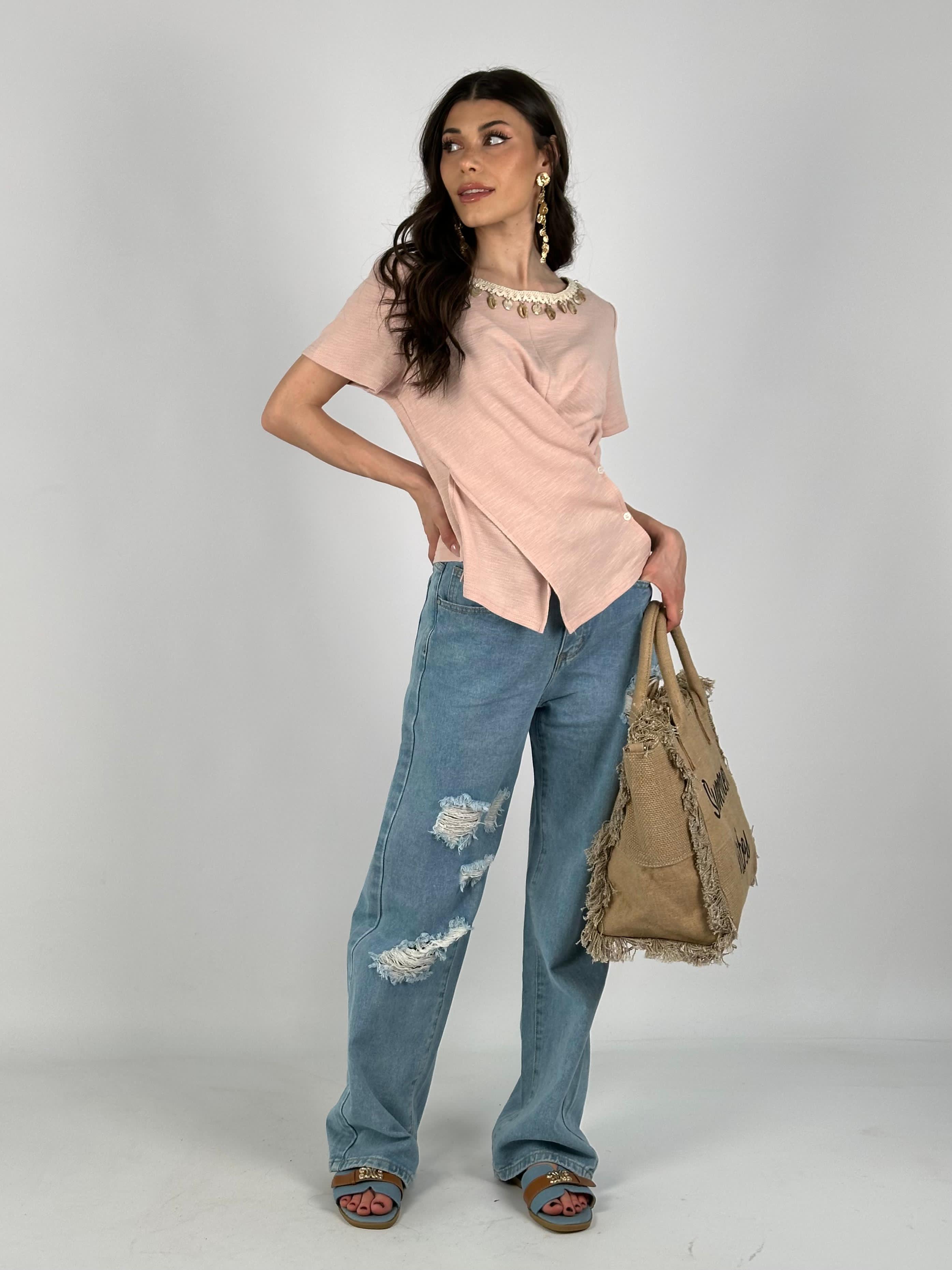 Jeans maxi sfrangiatura