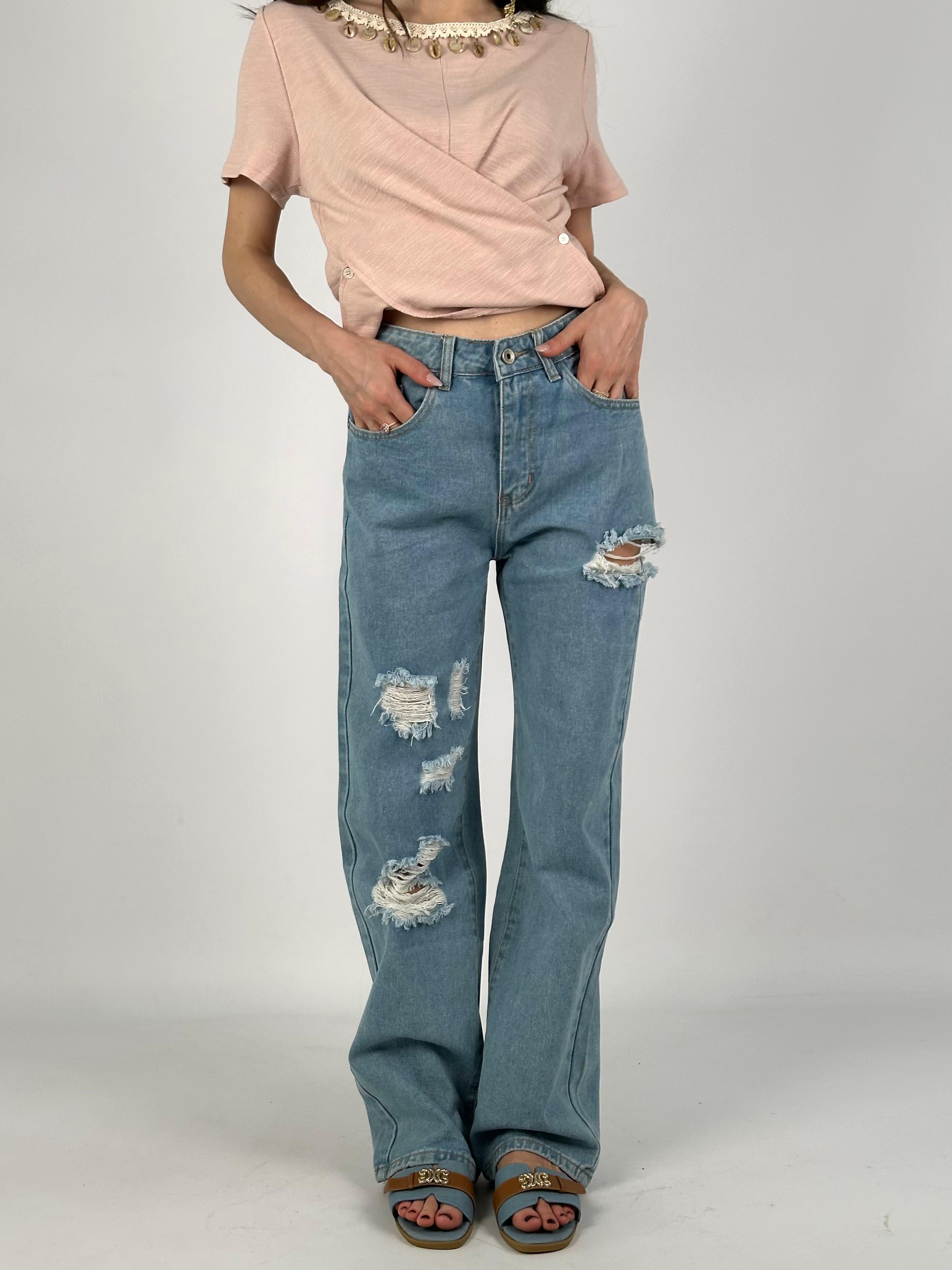 Jeans maxi sfrangiatura