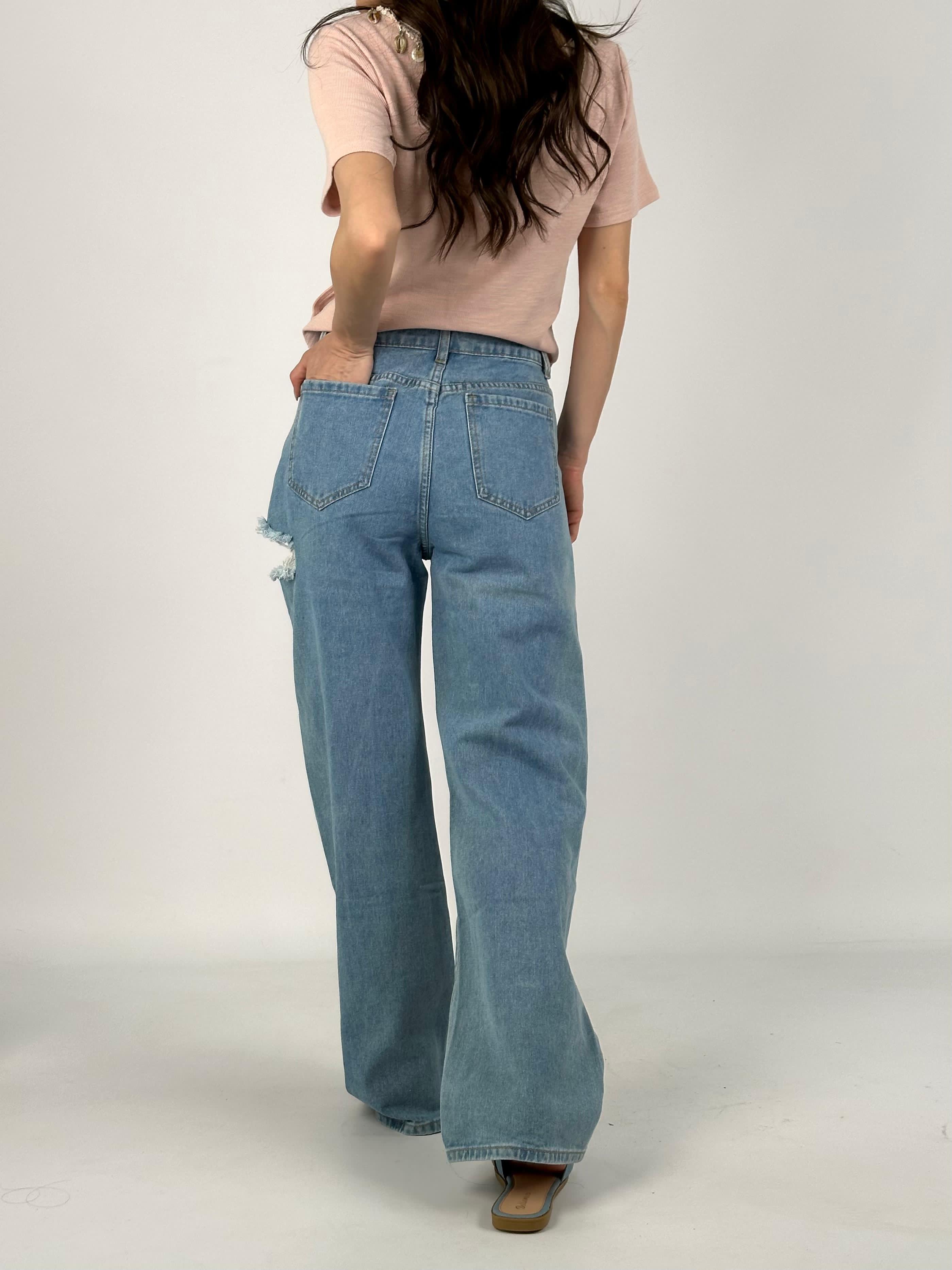 Jeans maxi sfrangiatura