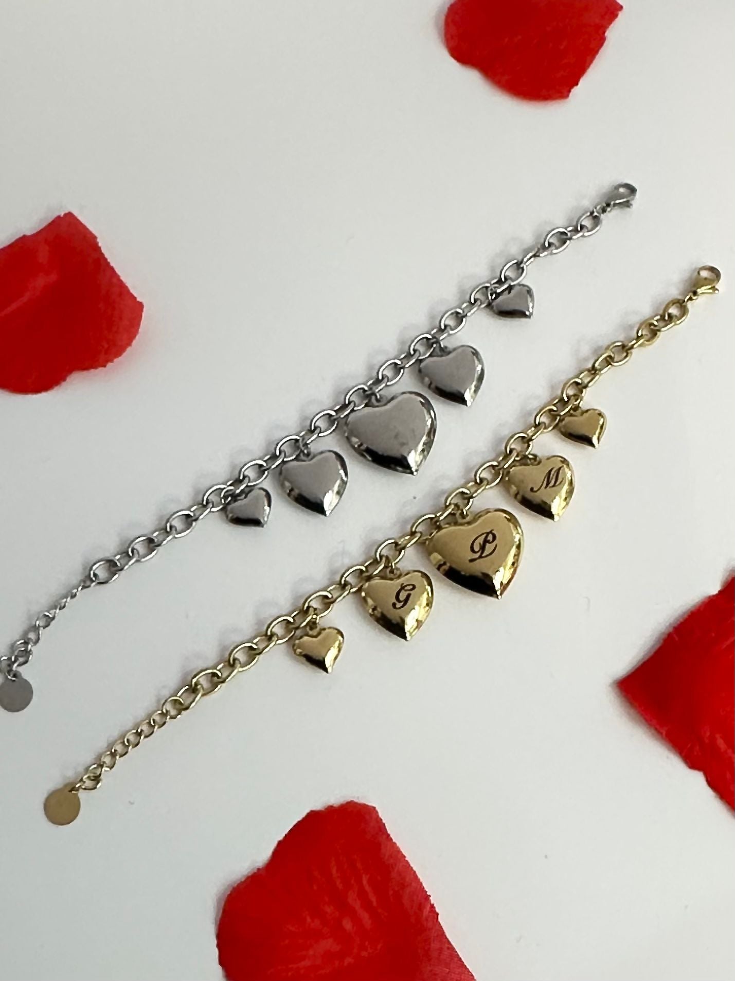 Bracciale maxi cuori personalizzabile con iniziali cupido limited edition