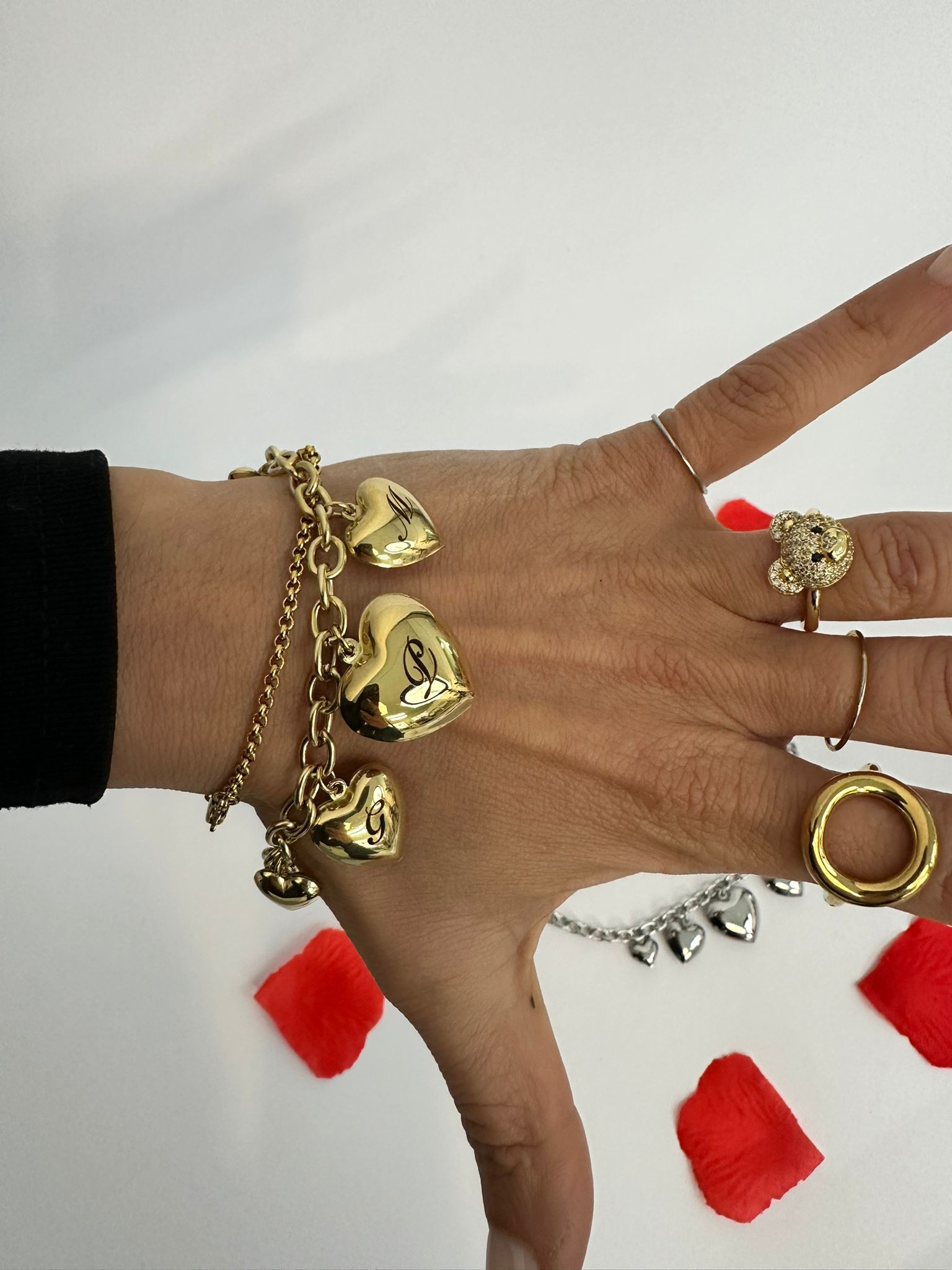 Bracciale maxi cuori personalizzabile con iniziali cupido limited edition