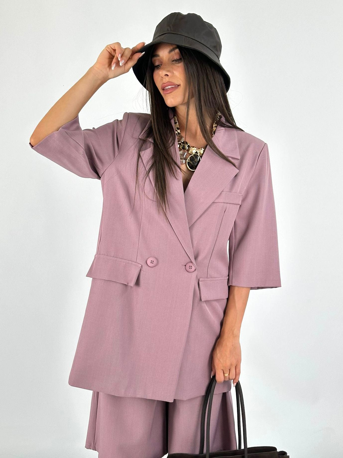 Completo giacca + bermuda rosa