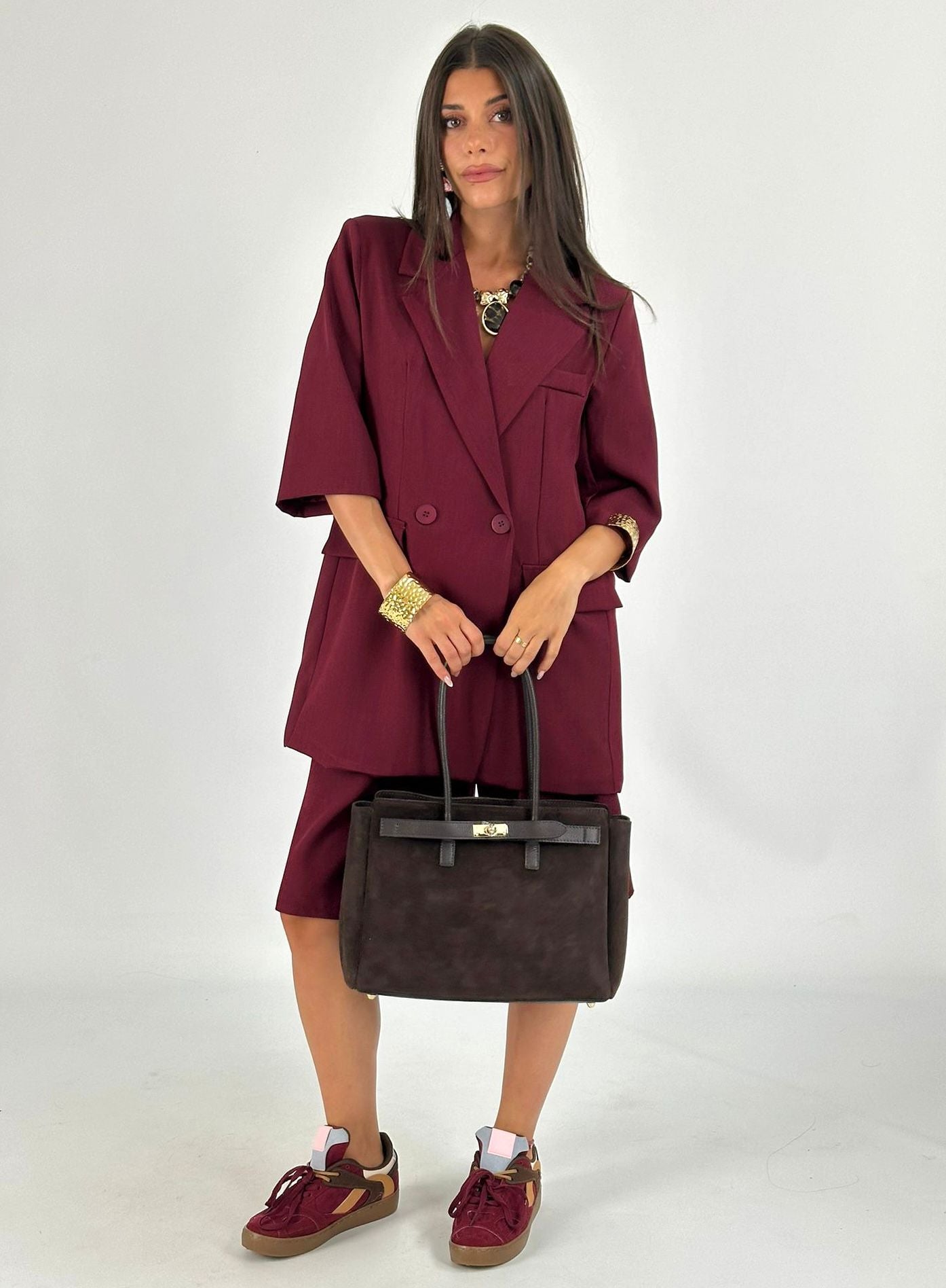 Completo giacca + bermuda bordeaux