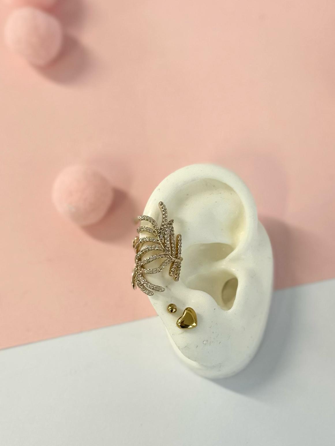 Earcuff maxi foglia zirconato