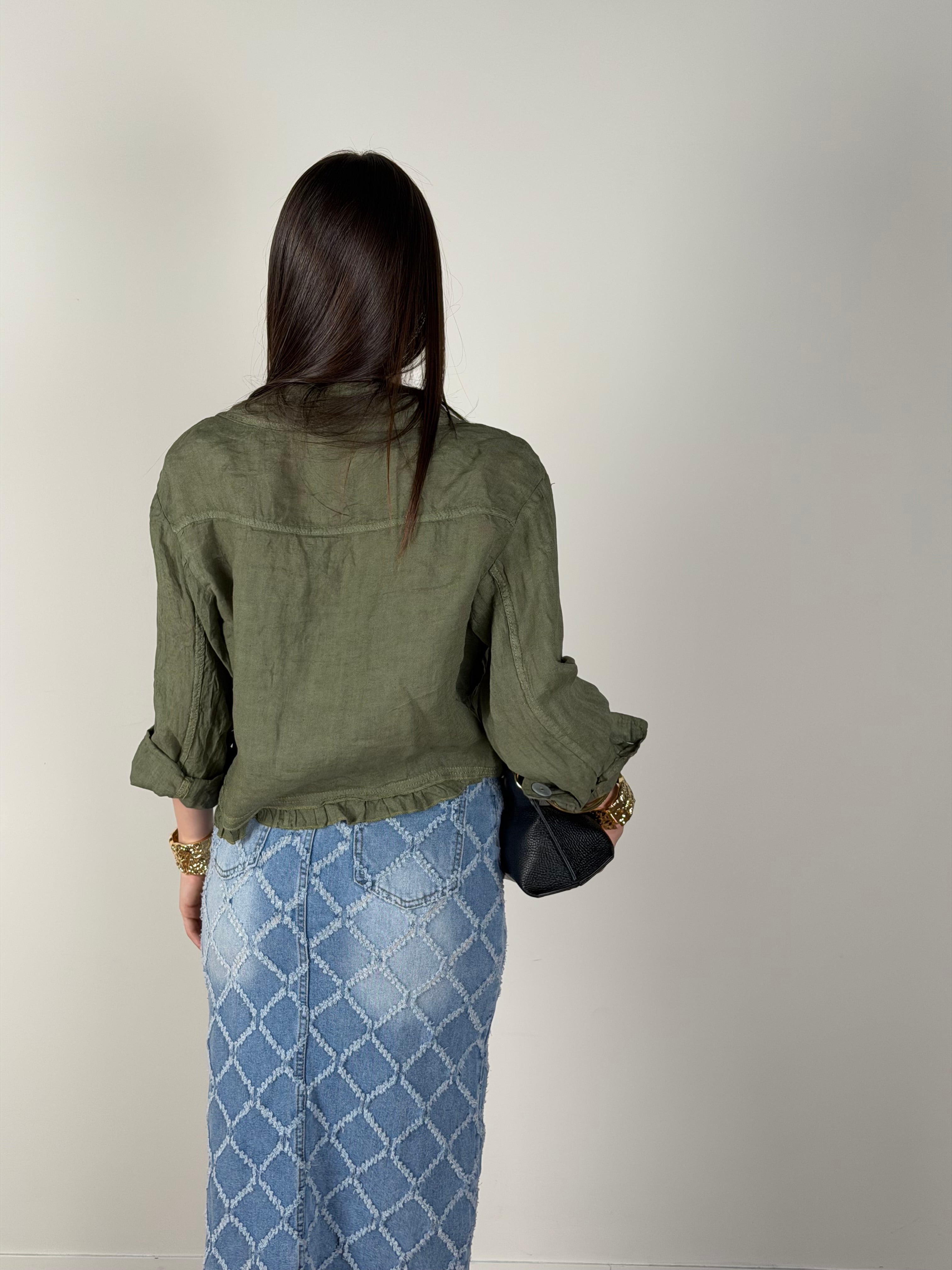 Camicia puro lino Glamour verde