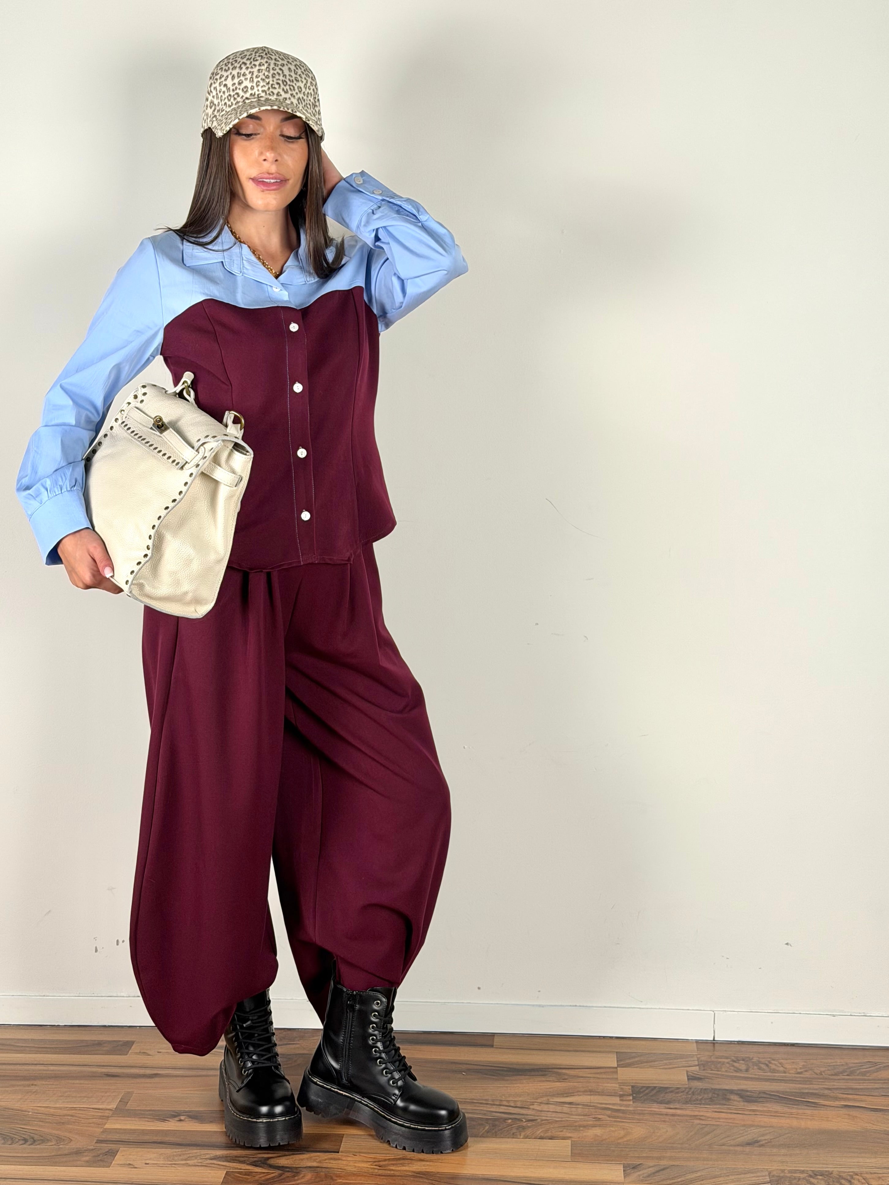 Pantalone completo kiss bordeaux