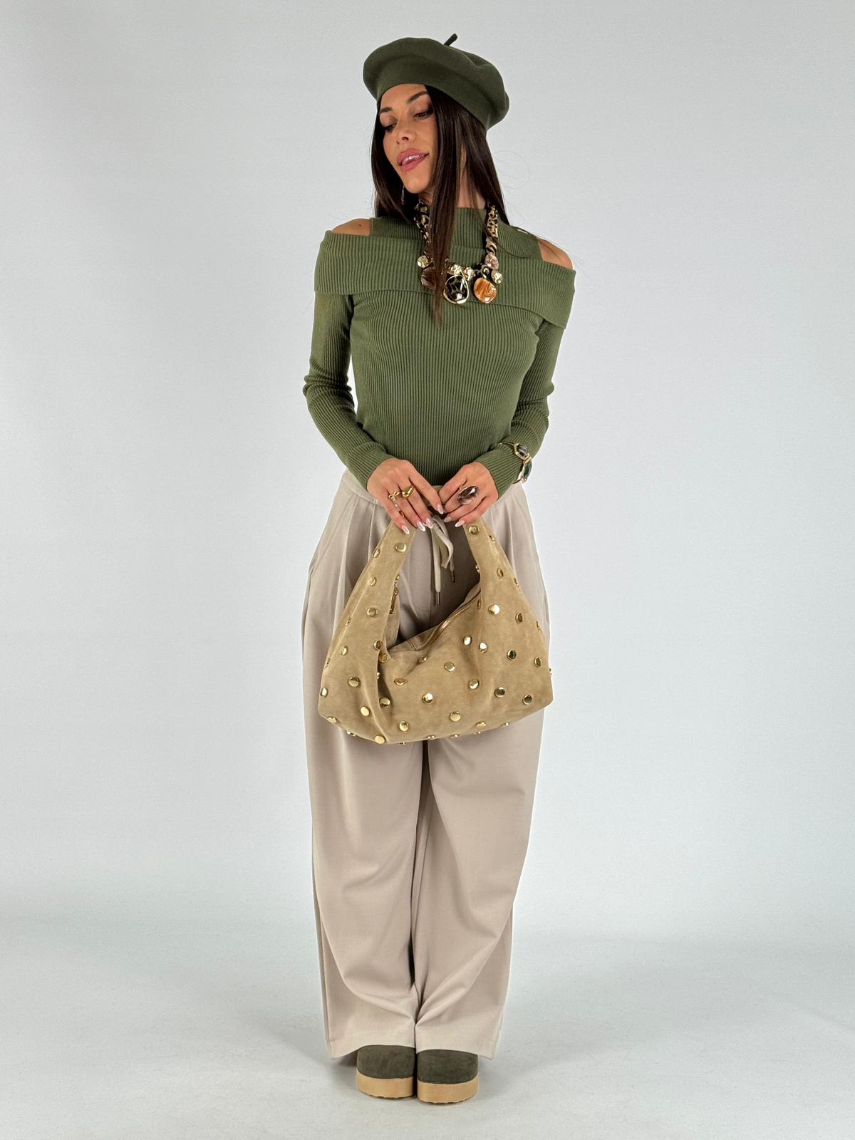 Pantalone laccetto beige