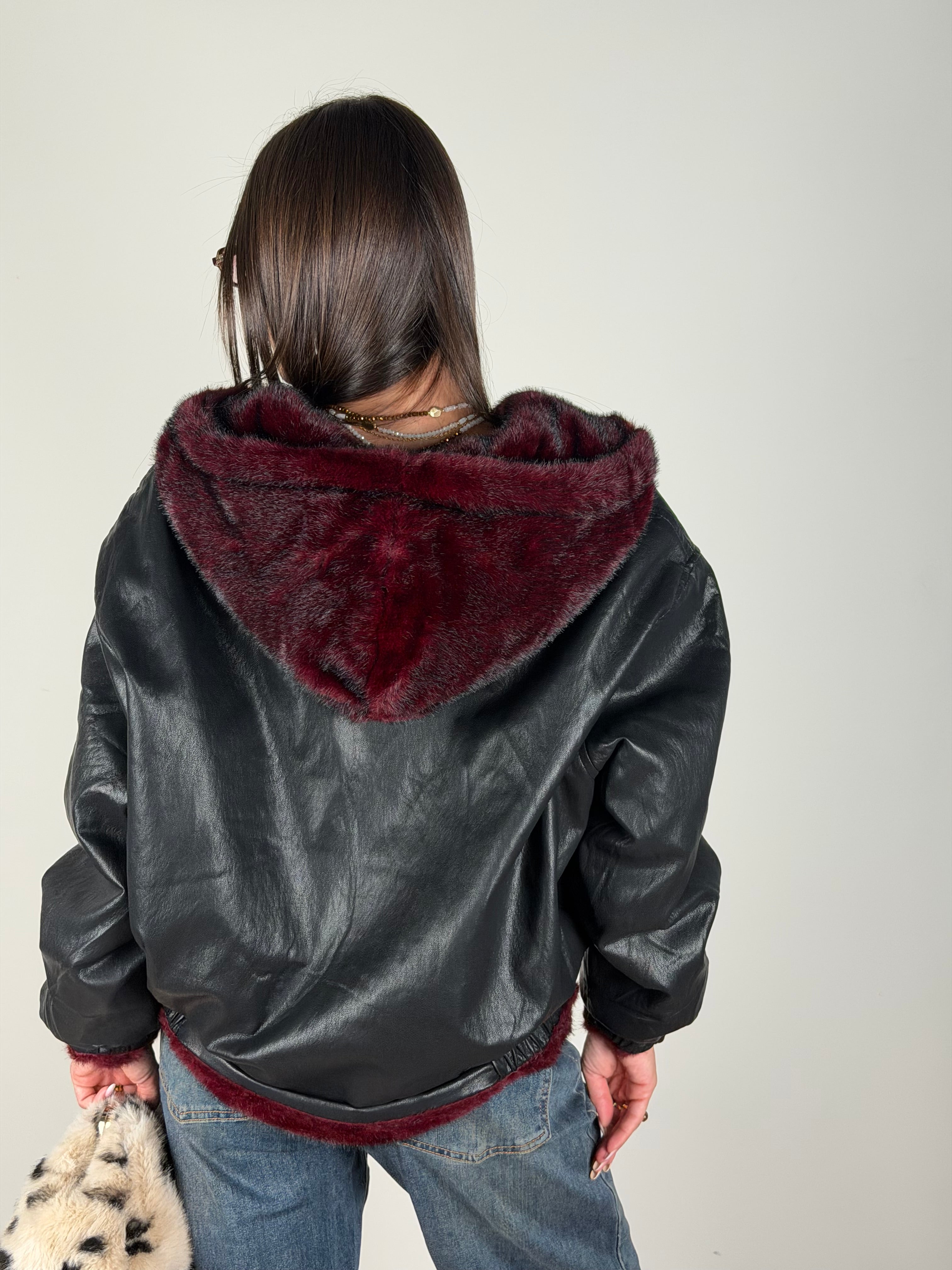 Pelliccia reversibile bordeaux