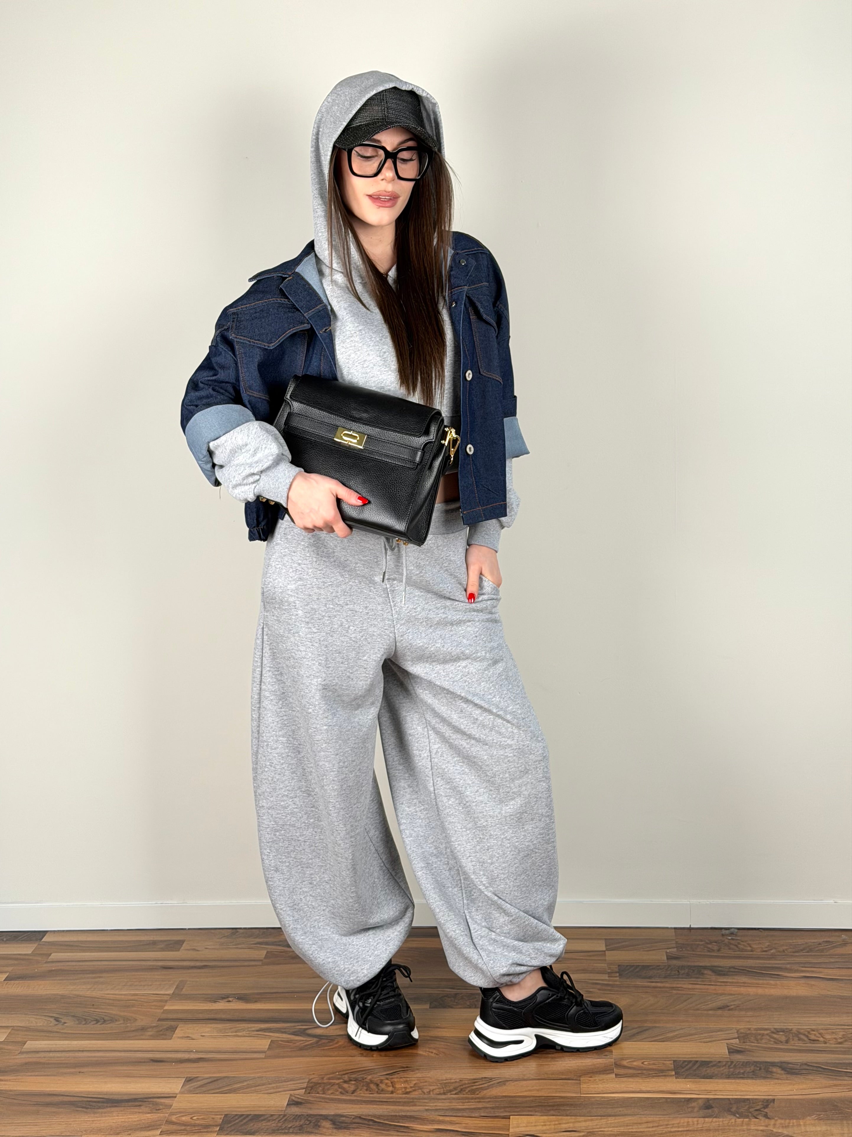 Felpa tuta sportiva basic grigia