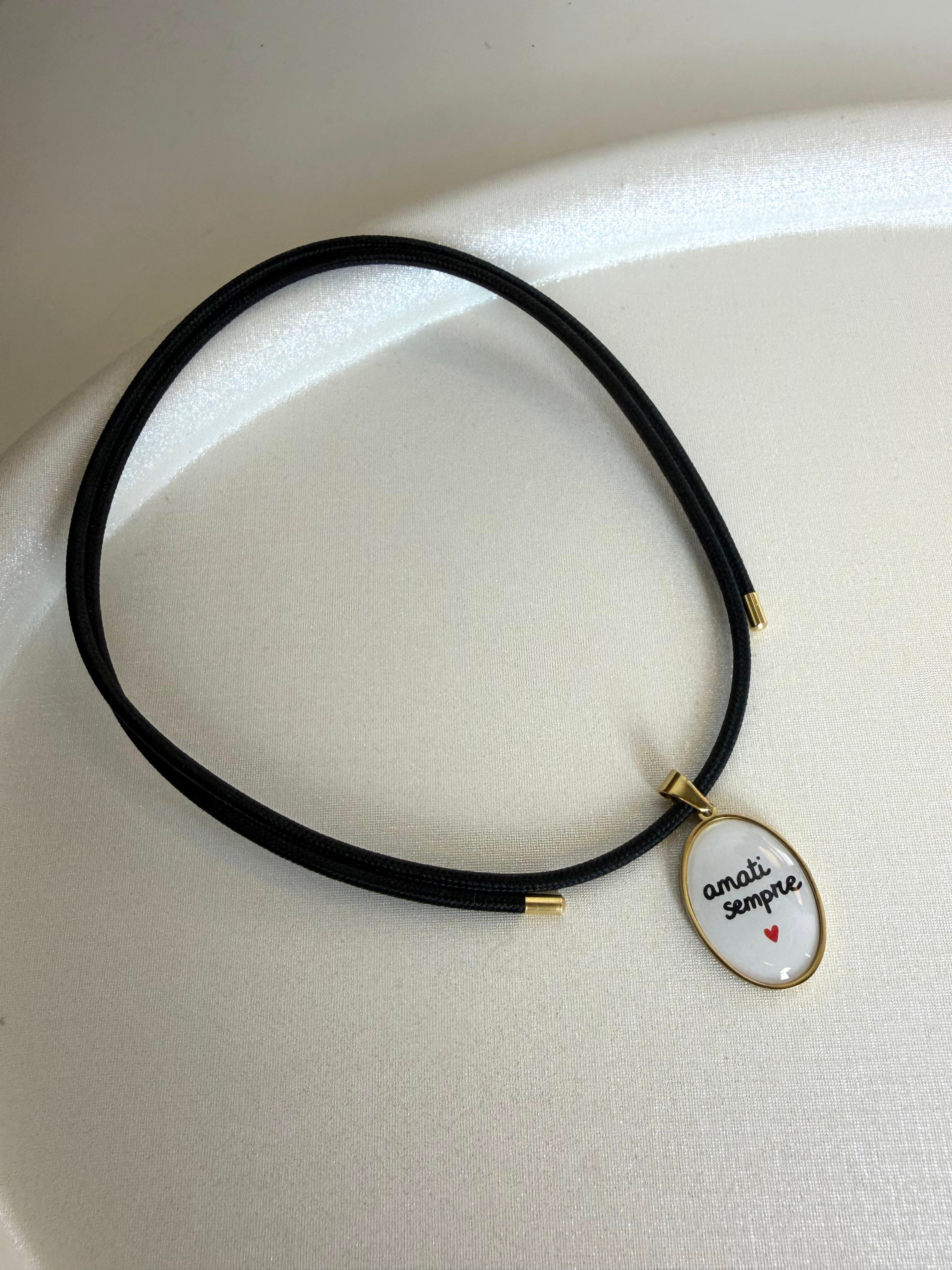 Collana ‘segui il tuo cuore’ Cordino nero